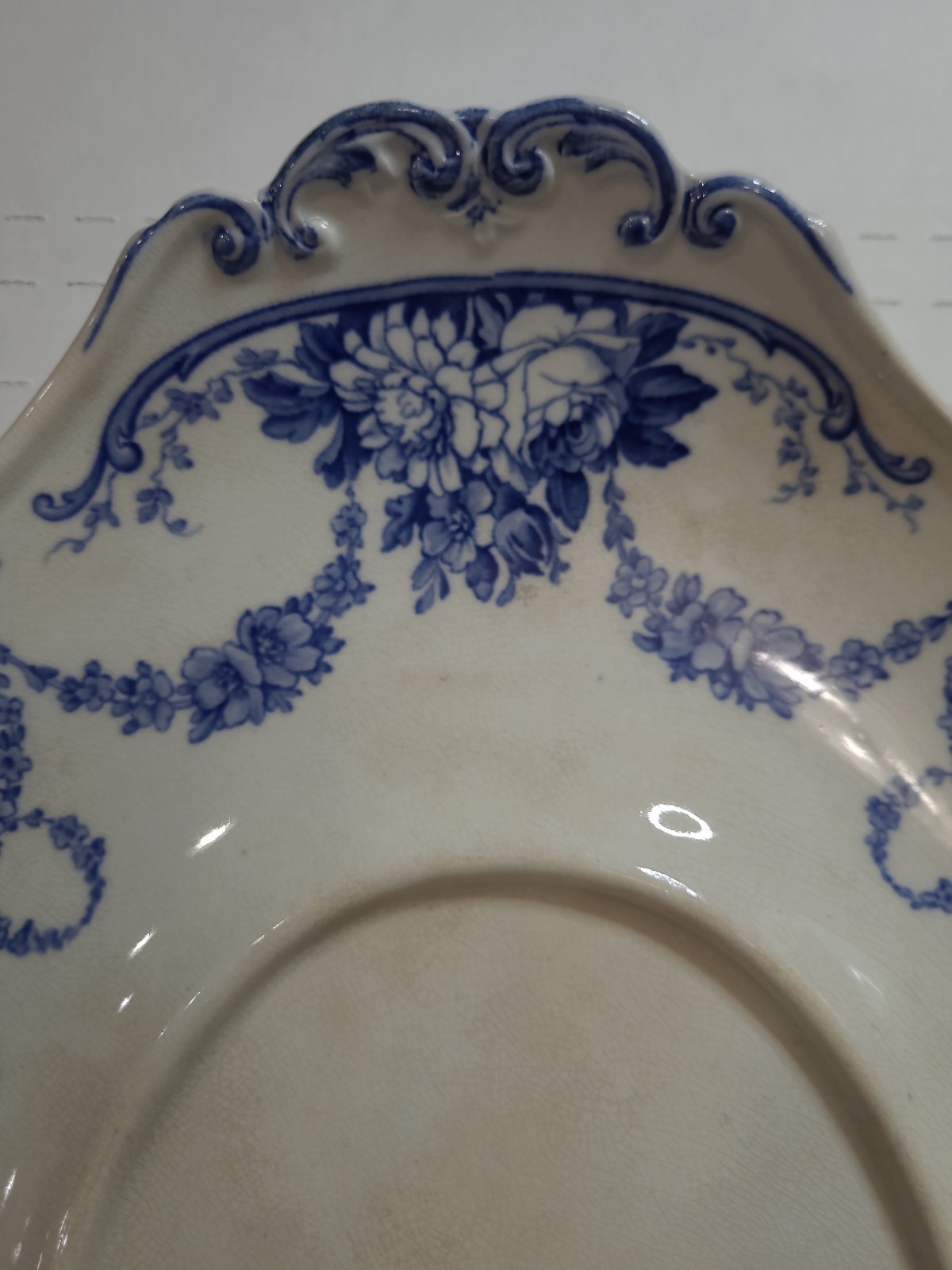 Antique Wedgwood Grosvenor Blue Flow 14.25″x10.25″Tureen Underplate Tray Platter