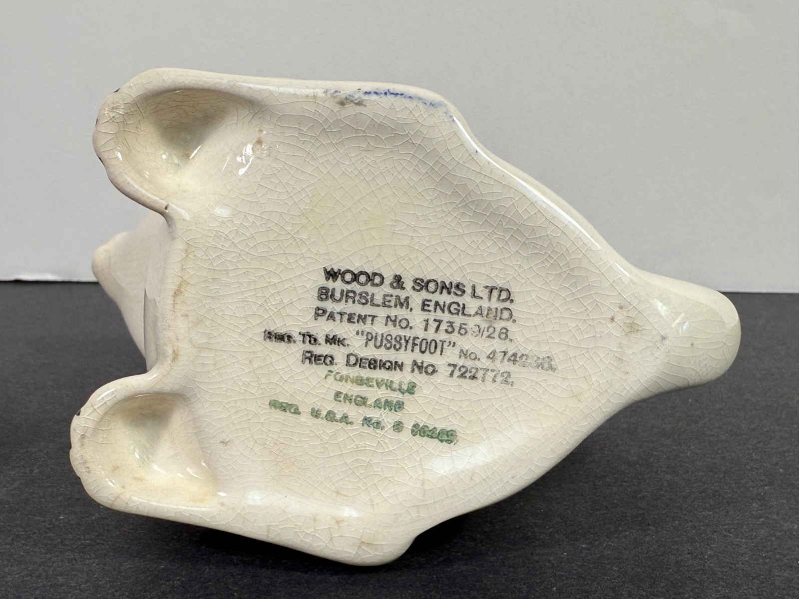 RARE Wood & Sons Pussyfoot Cat Teapot 6 Crackle Glaze Burslem England Reg 72275