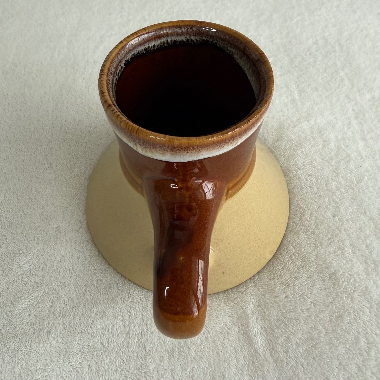 Vintage Brown Drip Glaze No Spill Travel Wide Bottom Ceramic Pottery Coffee Mug