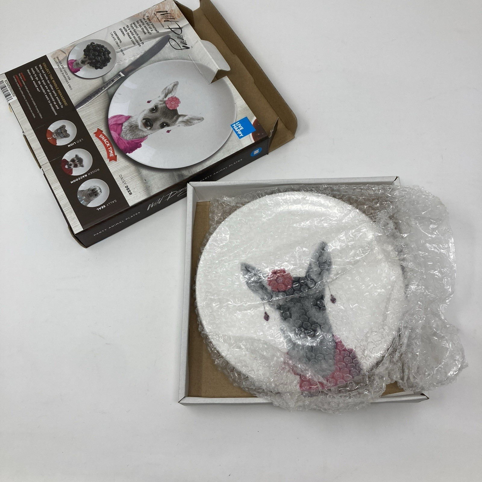NIB Mustard Wild Dining Party Animal Plate. Daisy Deer Snack Plate 7″