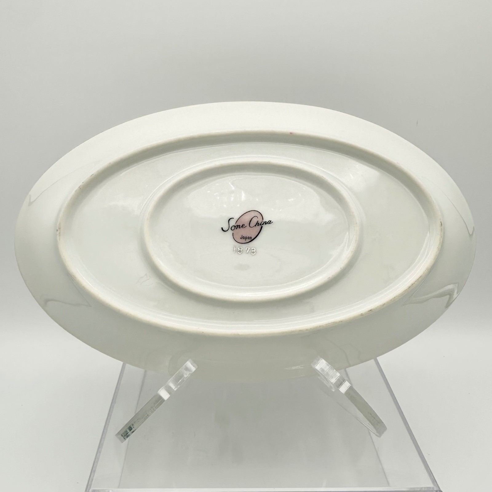 Sone China GRAY PEARL PLATINUM TRIM Gravy Boat Att. Underplate Roses #1873 Japan