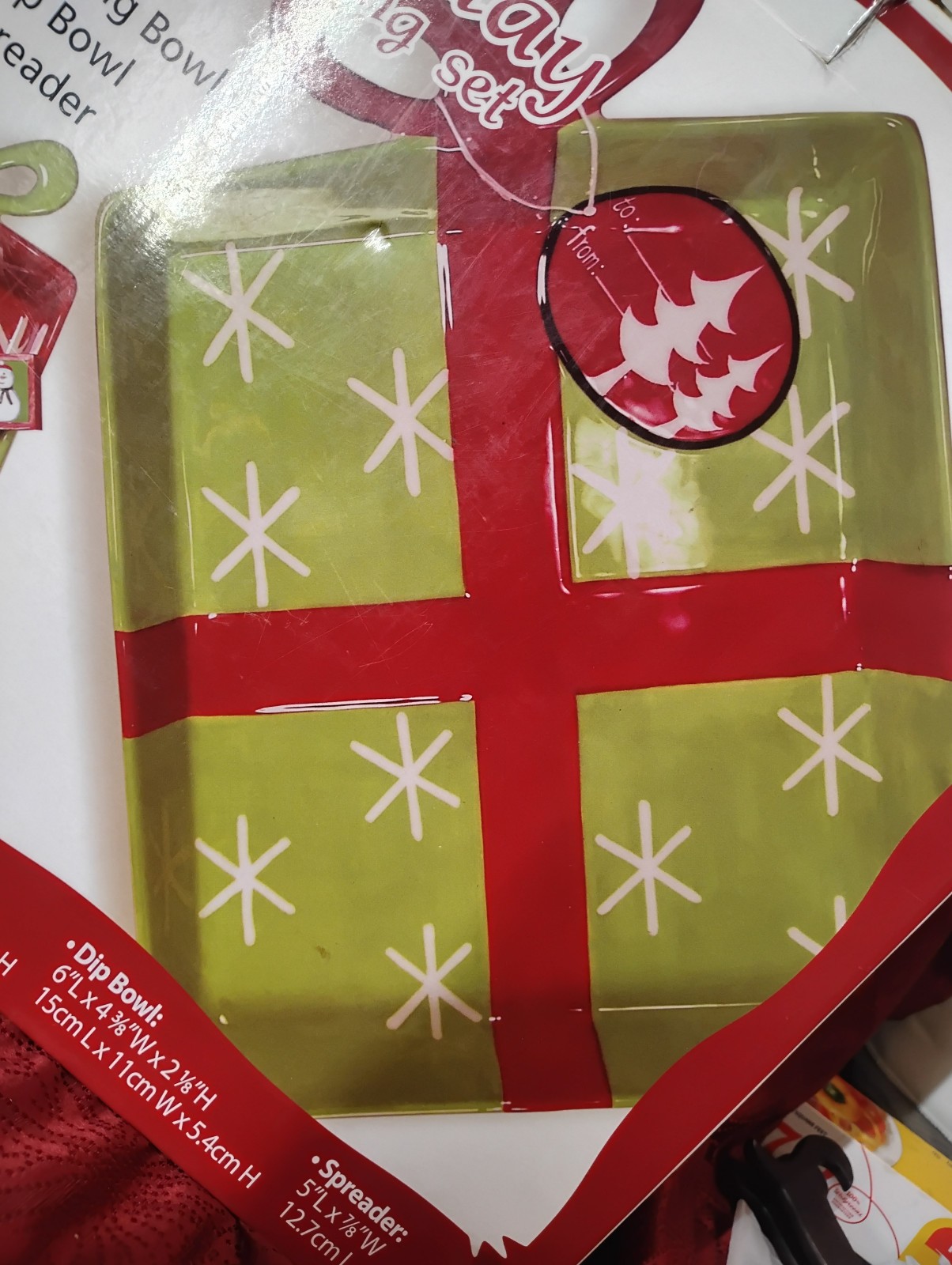 Real Home 3-Piece Handpainted Ceramic Holiday Serving Set New In Box