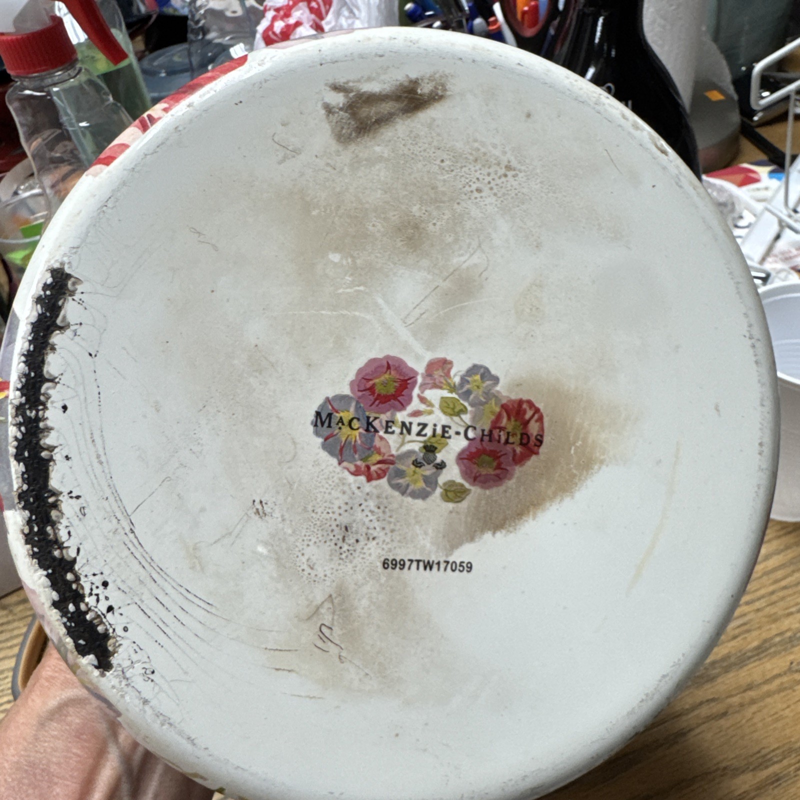 Mackenzie Childs Enamel Morning Glory 2qt kettle, RETIRED and hard to find.