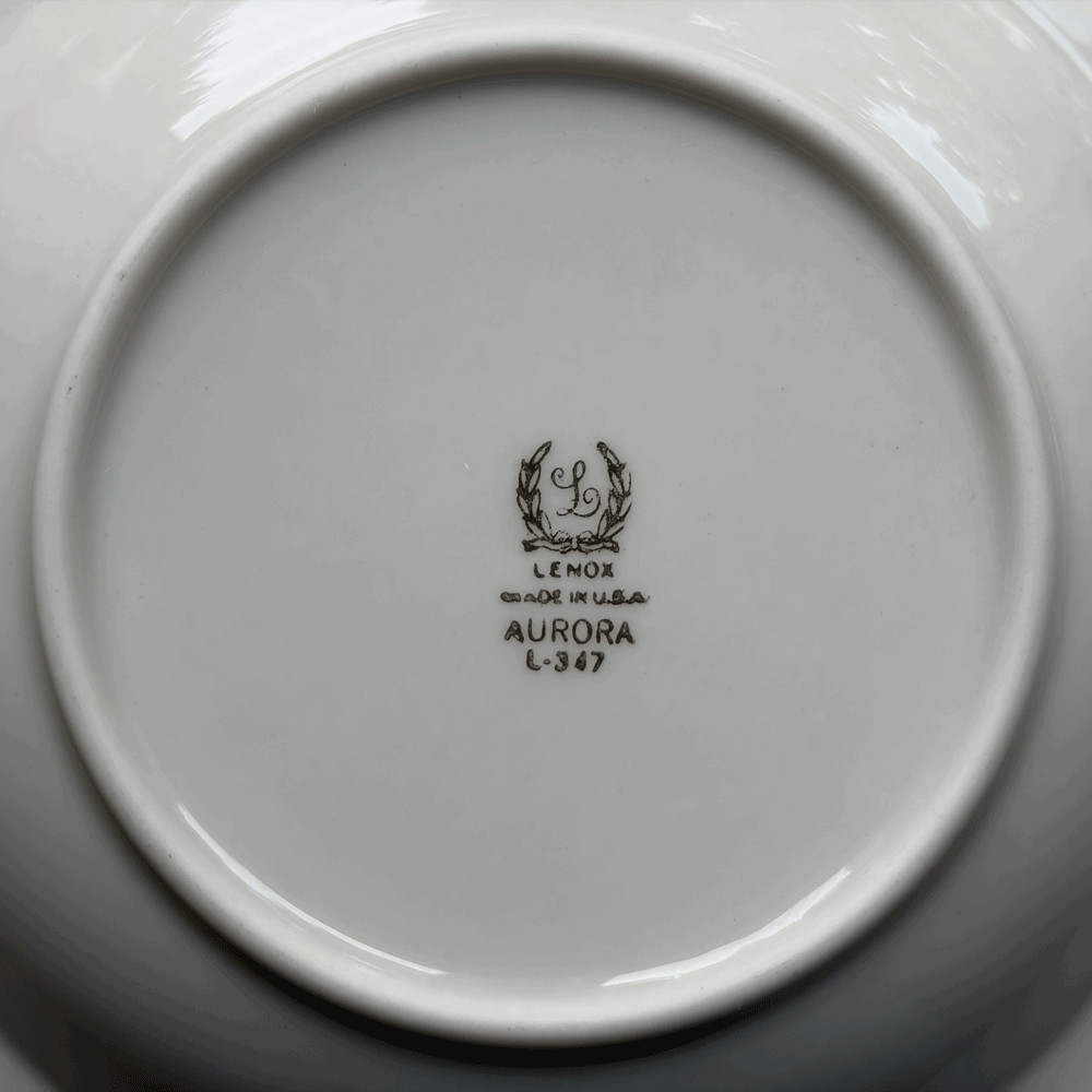 Lenox Aurora 2 rim soup bowls~fine bone china~1936~made in USA~gold rims