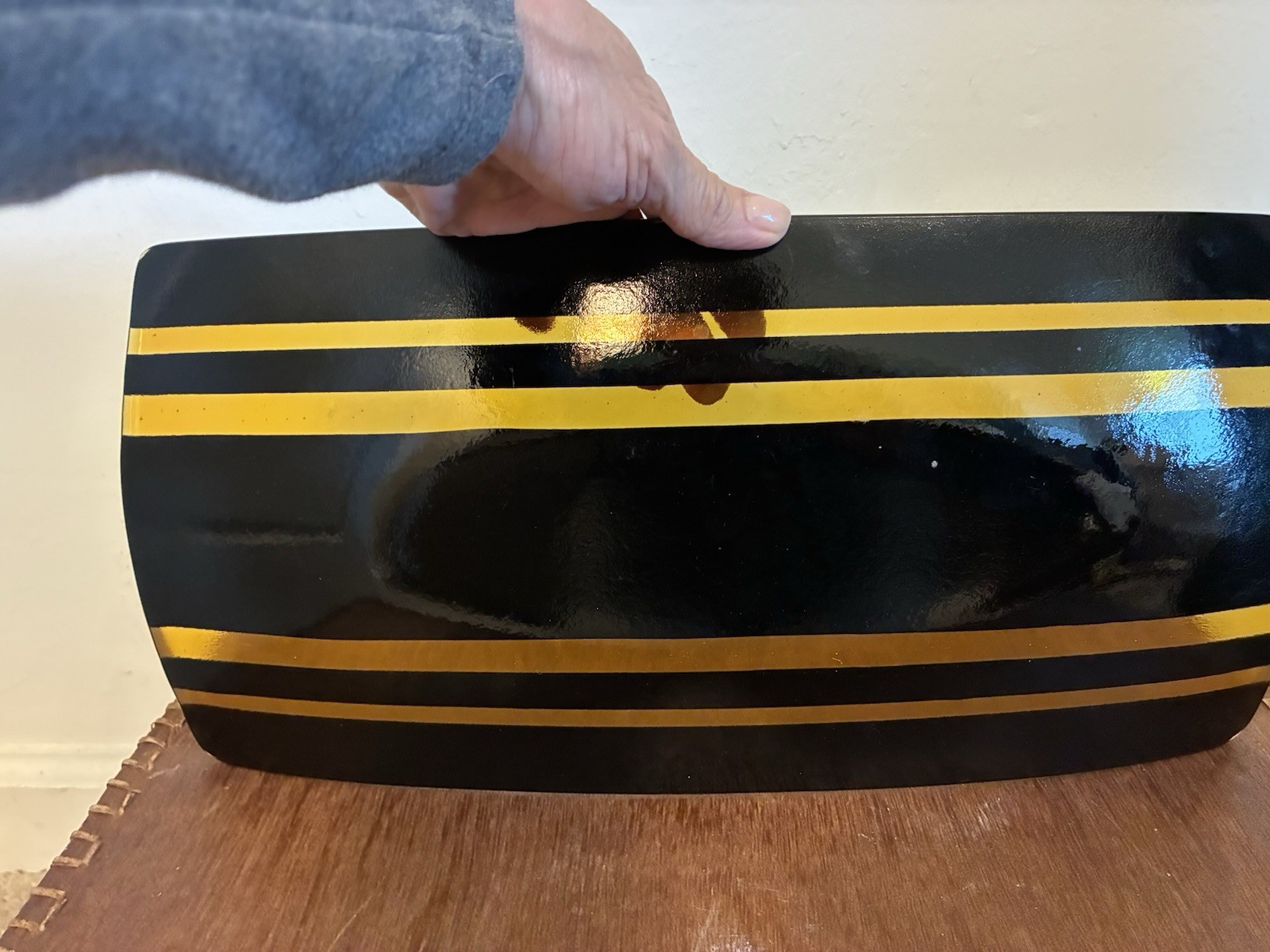 Oscar Ann “Midnight Stroll” Handcrafted Fused Art Glass Rectangular Tray Platter