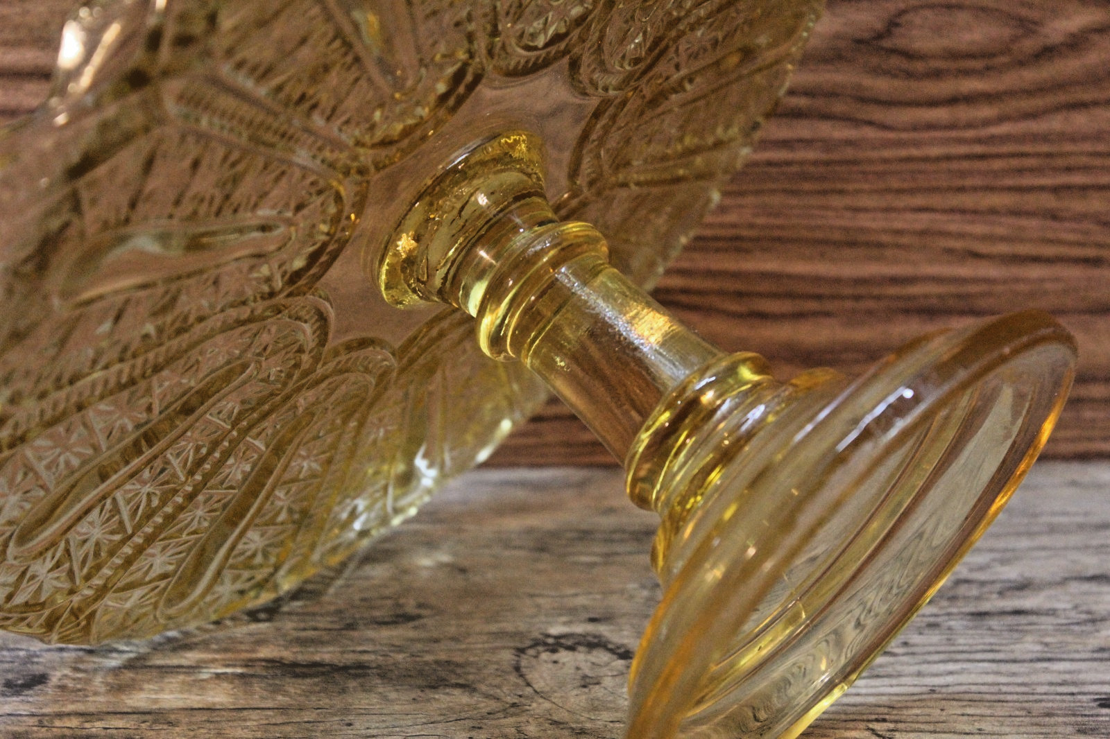 Bryce Walker Jasper EAPG Amber Glass Pedestal Cake Plate Stand, 1880’s Antique