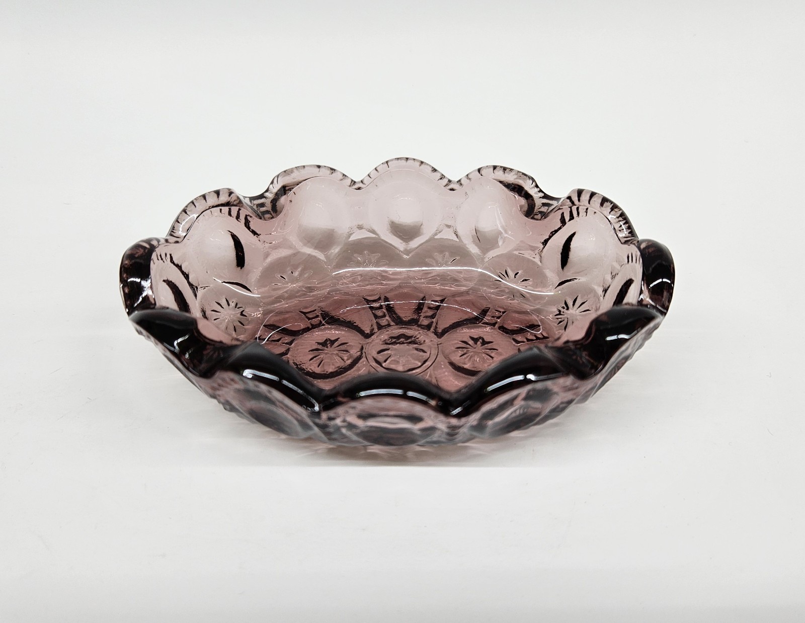 Moon And Star Glass Amethyst Oval Ashtray Trinket Dish