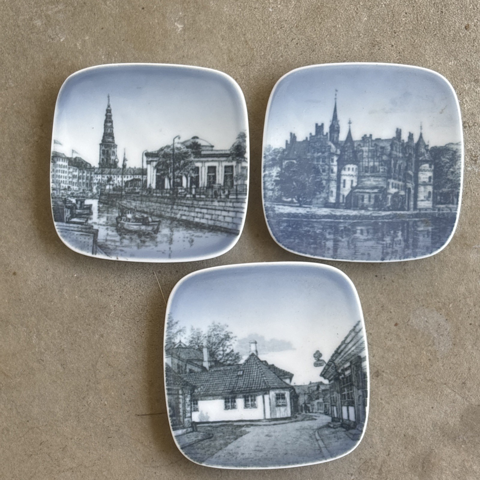 Lot of 3 Royal Copenhagen Denmark THORVALDSENS ANDERSONS EGESKOV SLOT 3.25×3.25