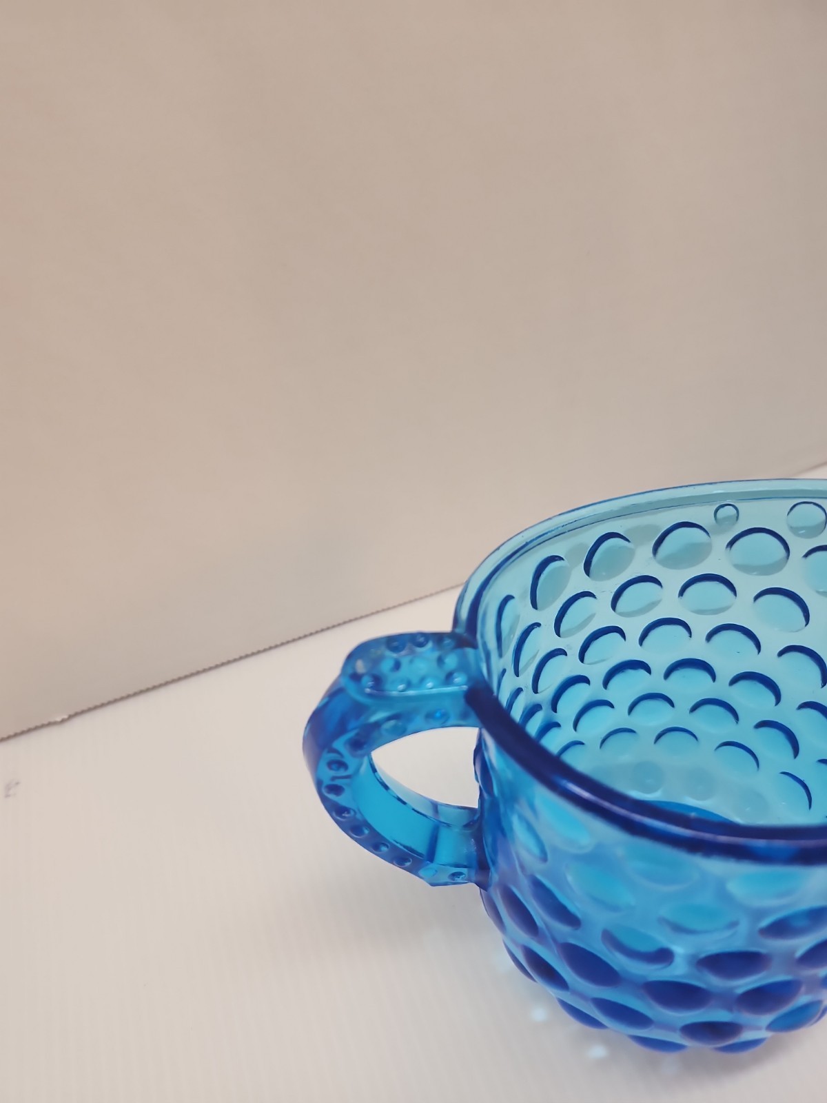 Vintage Blue Hobnail Small Pitcher Or Creamer 4.25″ Tall