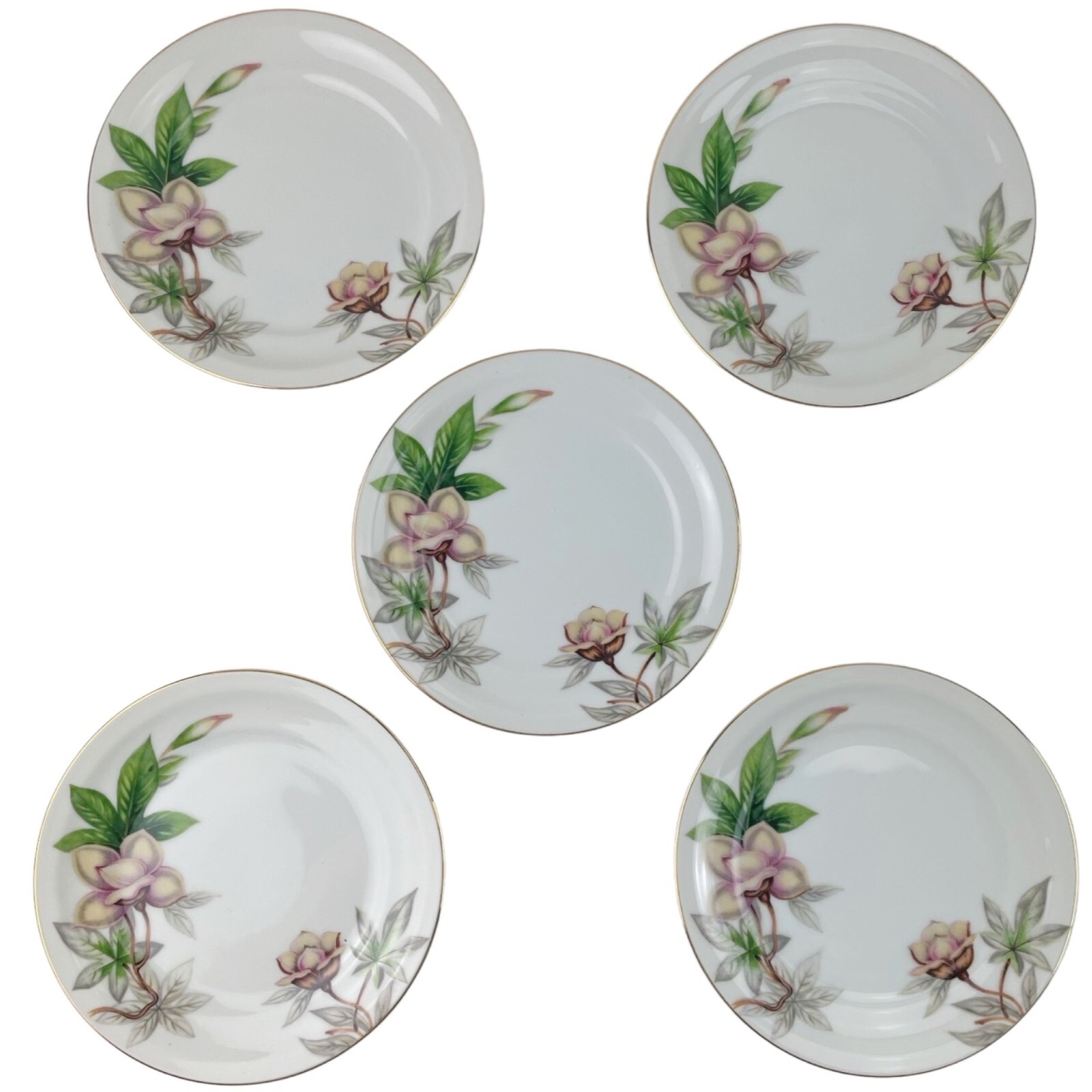 Meito China Woodrose Plates Service 4 Made in Japan 4 Dinner 6 Salad 5 Dessert