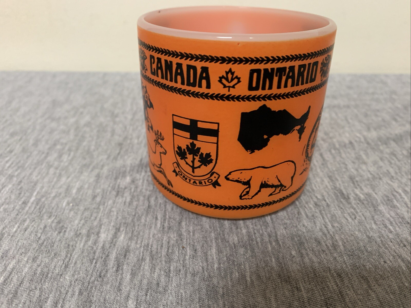 Vintage Federal Glass Milk Glass Ontario Canada Orange Coffee Mug