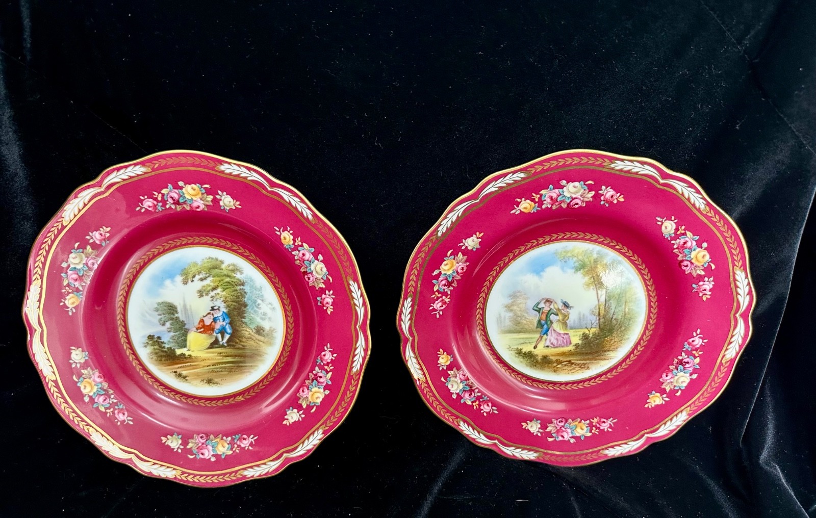 12 Copeland Spode Courting Couples HandPainted Plates Davis ex antique condition