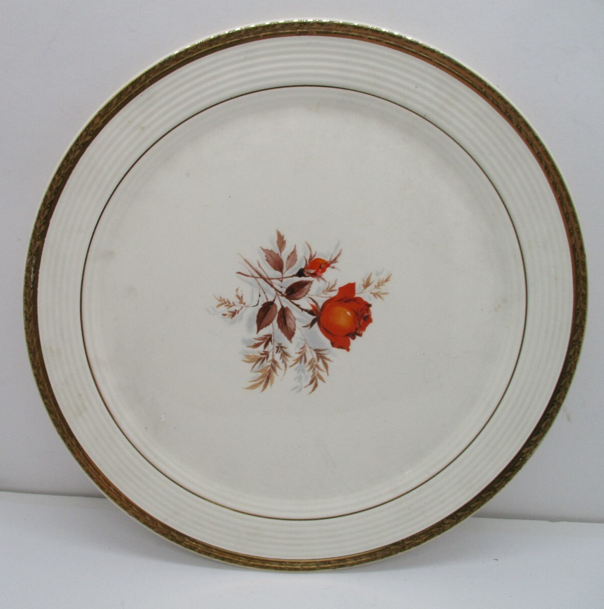Triumph American Limoges-Vermillion Rose 12″ Platter- Sebring Ohio 22k