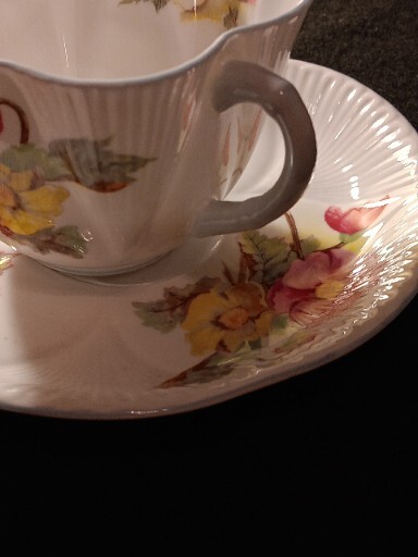 Cup and Saucer SHELLEY, ENGLAND: BEGONIA BONE CHINA 2 piece cup and saucer set