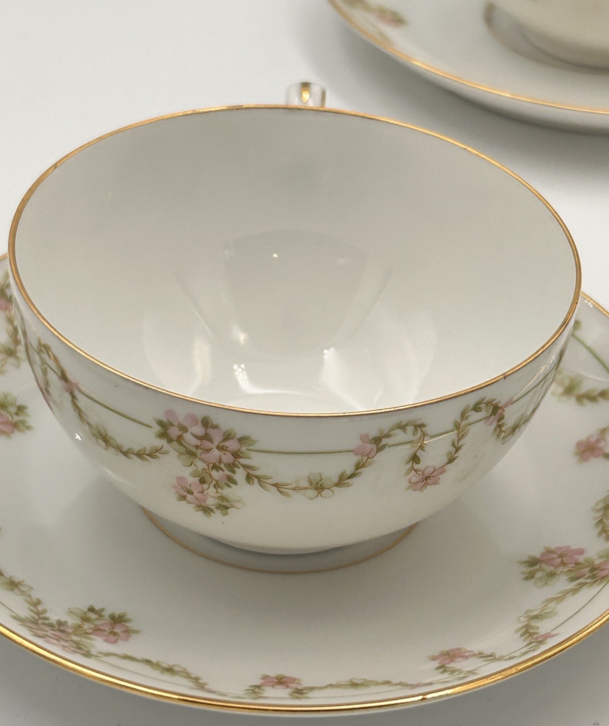 Antique Tirschenreuth Bavaria Arbutus 17 Pc Pink Garland Cups Saucers Servers