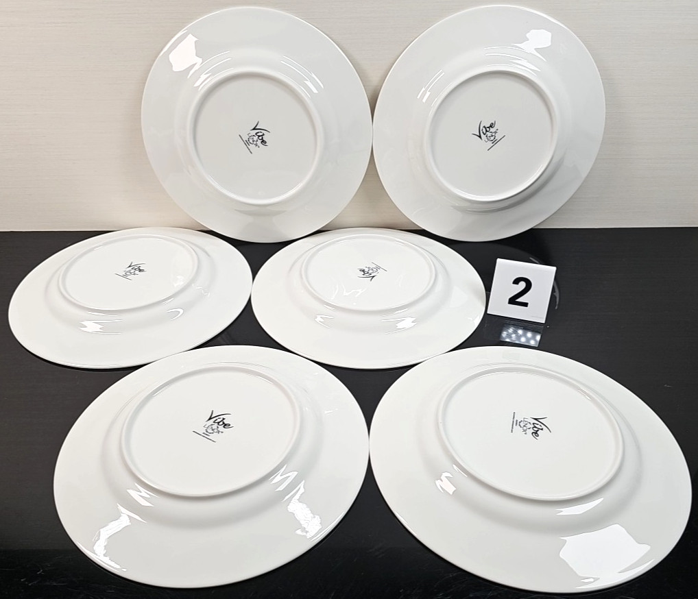 12 Lenox Vibe Salad Plate Set White Swirled Elegant Accent Table Dining Dish Lot