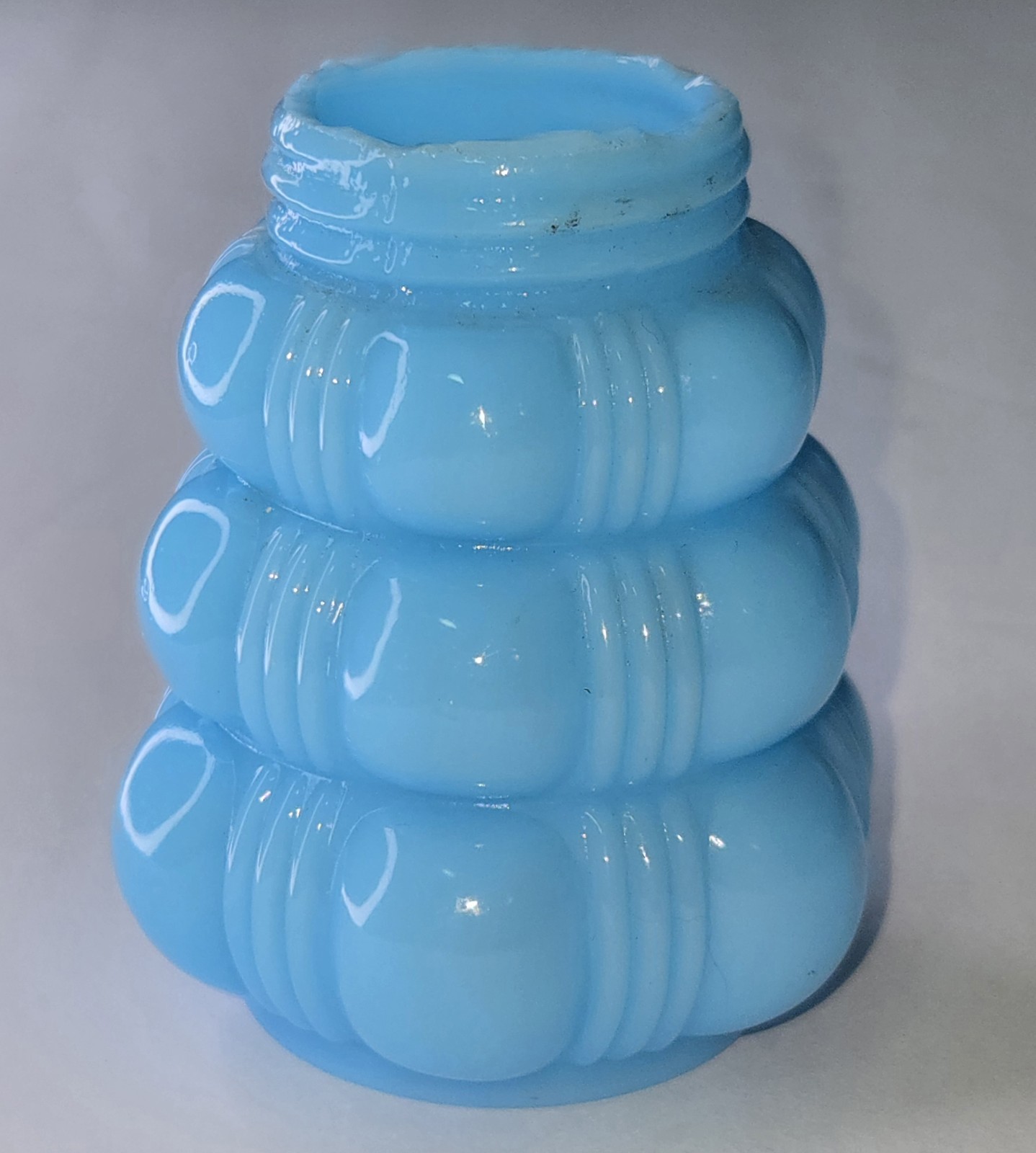 Victorian Era EAPG Dithridge Blue Creased Bale Salt Shaker 2 3/4″ Tall