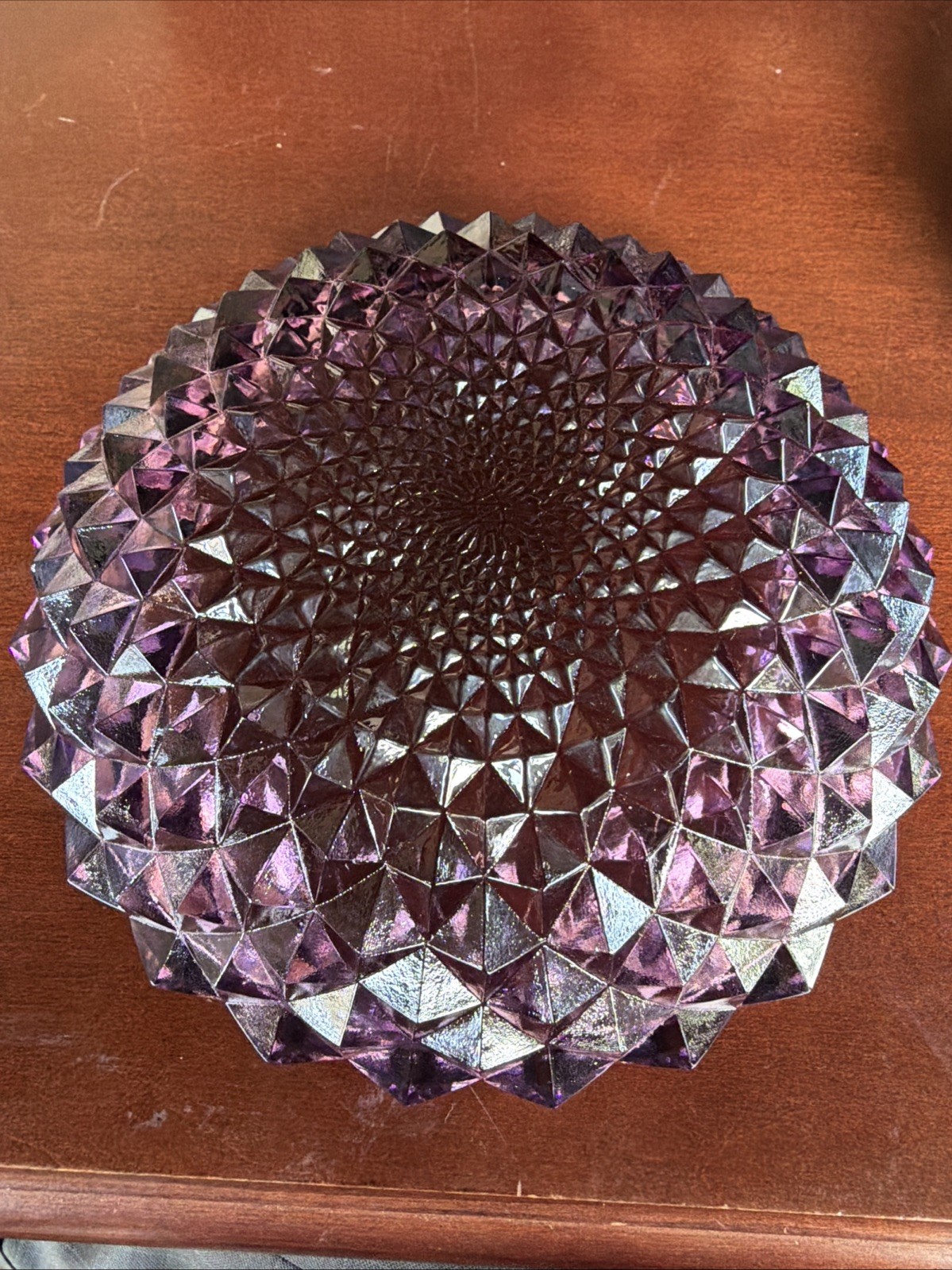Vintage Westmoreland Glass Amethyst/Purple Sawtooth Covered Candy Dish Signed