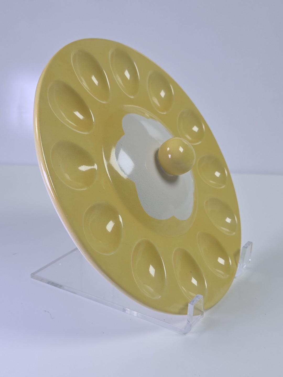 Hallmark Deviled Egg Platter Holds 12 Eggs • Yellow White Daisy Easter