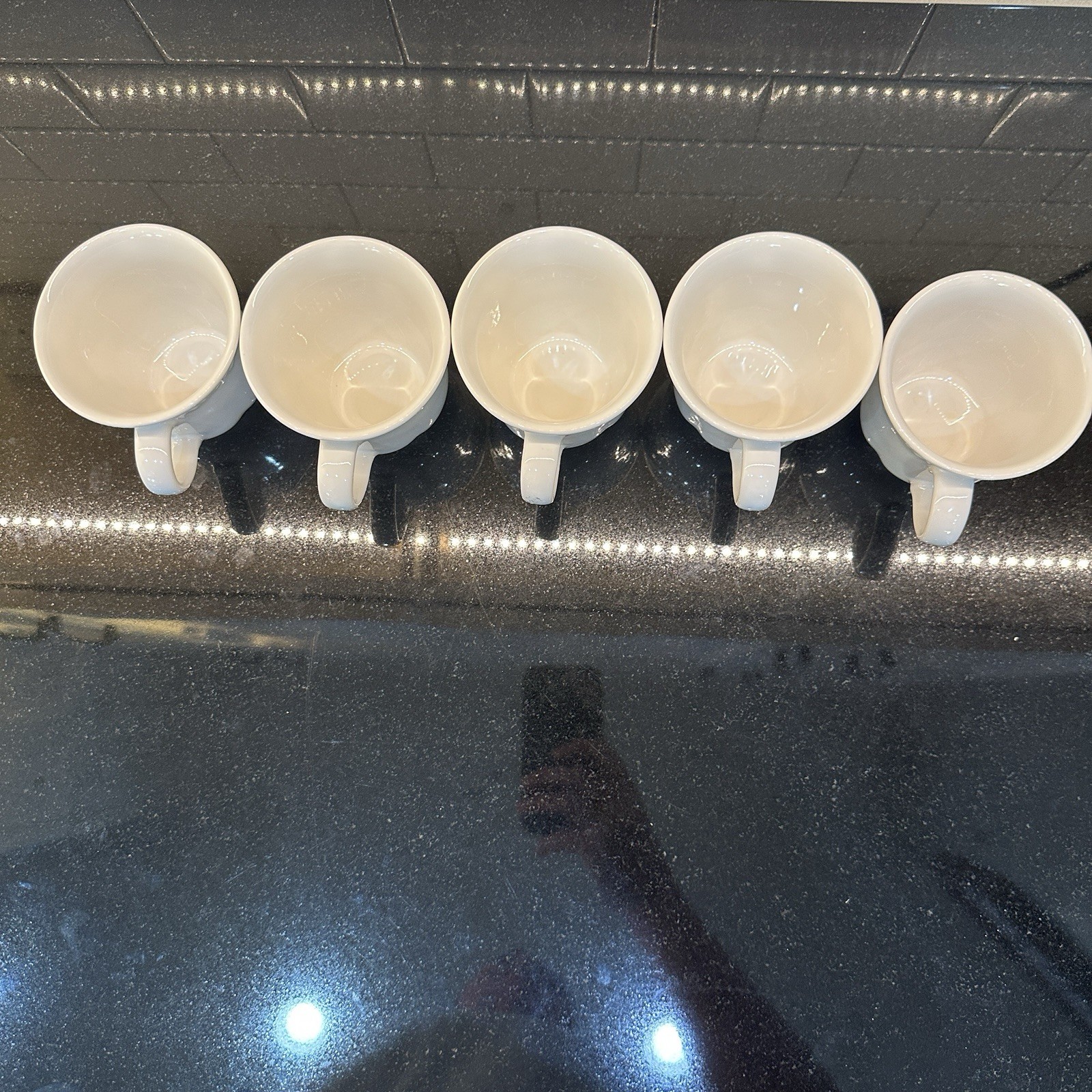 PFALTZGRAFF FILIGREE Pattern Coffee Cups (x5) Matched Set VGC White Tea Mugs