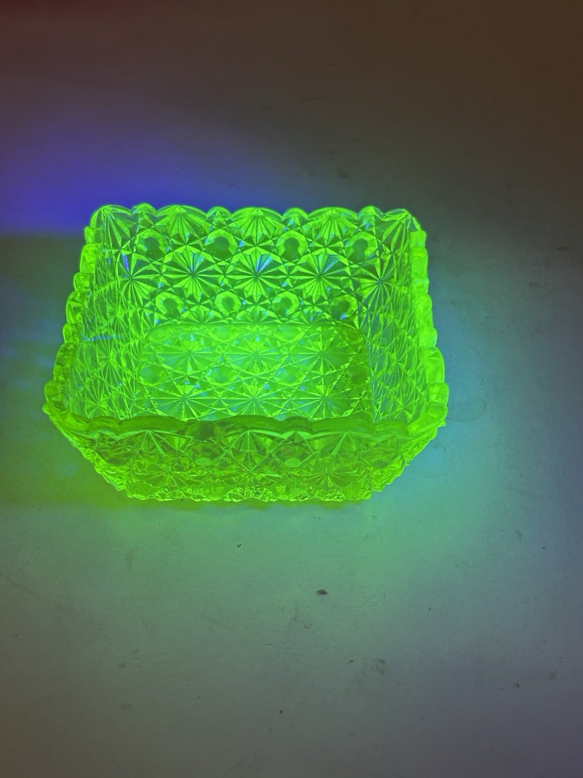 Uranium Vaseline Glass Daisy Button Dish 4 Inch Berry Bowl