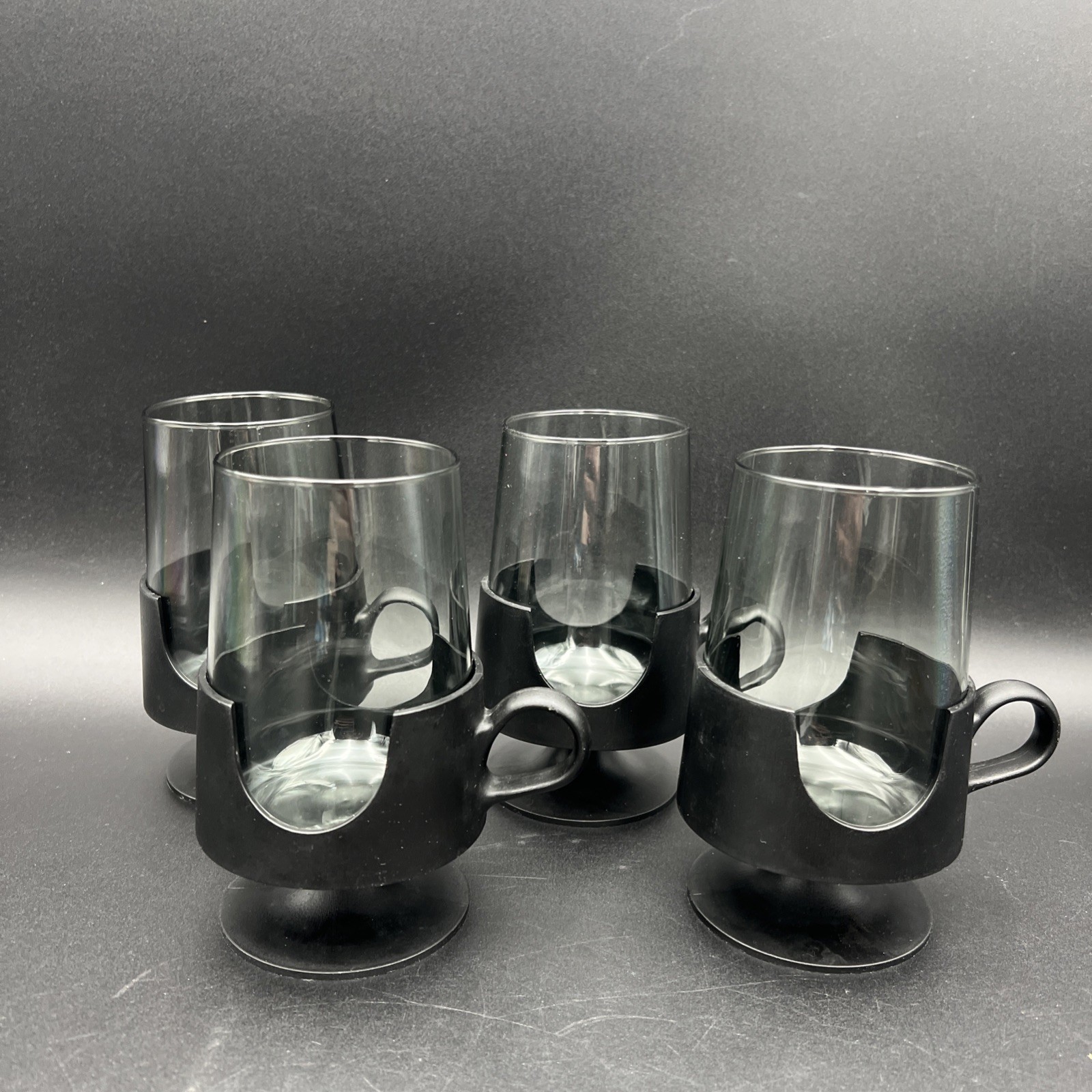 Vintage Glas-Snap by Corning Black w/ Smokey Glass Hot / Cold Beverages 5.5 in