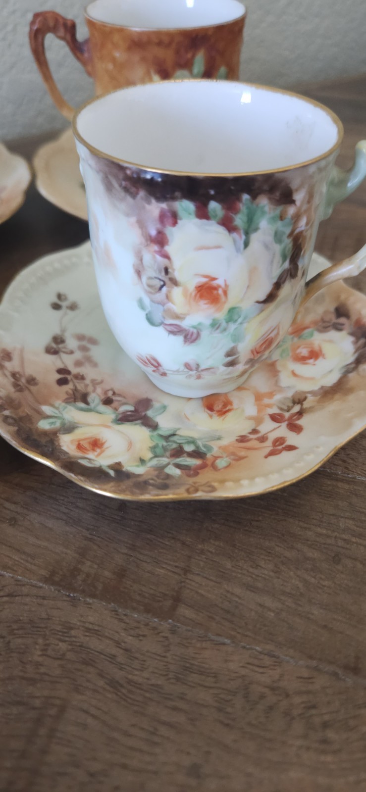 Vintage AKD France Floral Cup & Saucer Set of 5 (10 Pieces)