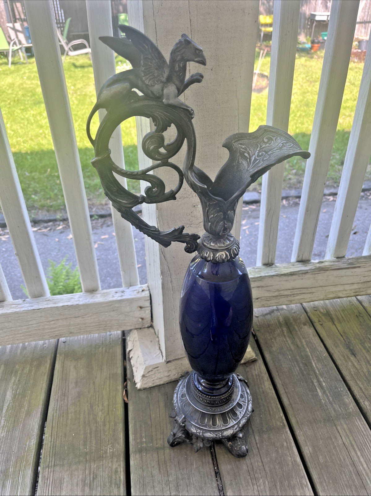 Louis XVI French Porcelain Cobalt Griffin Ewer Centerpiece Neoclassical BIG 24”