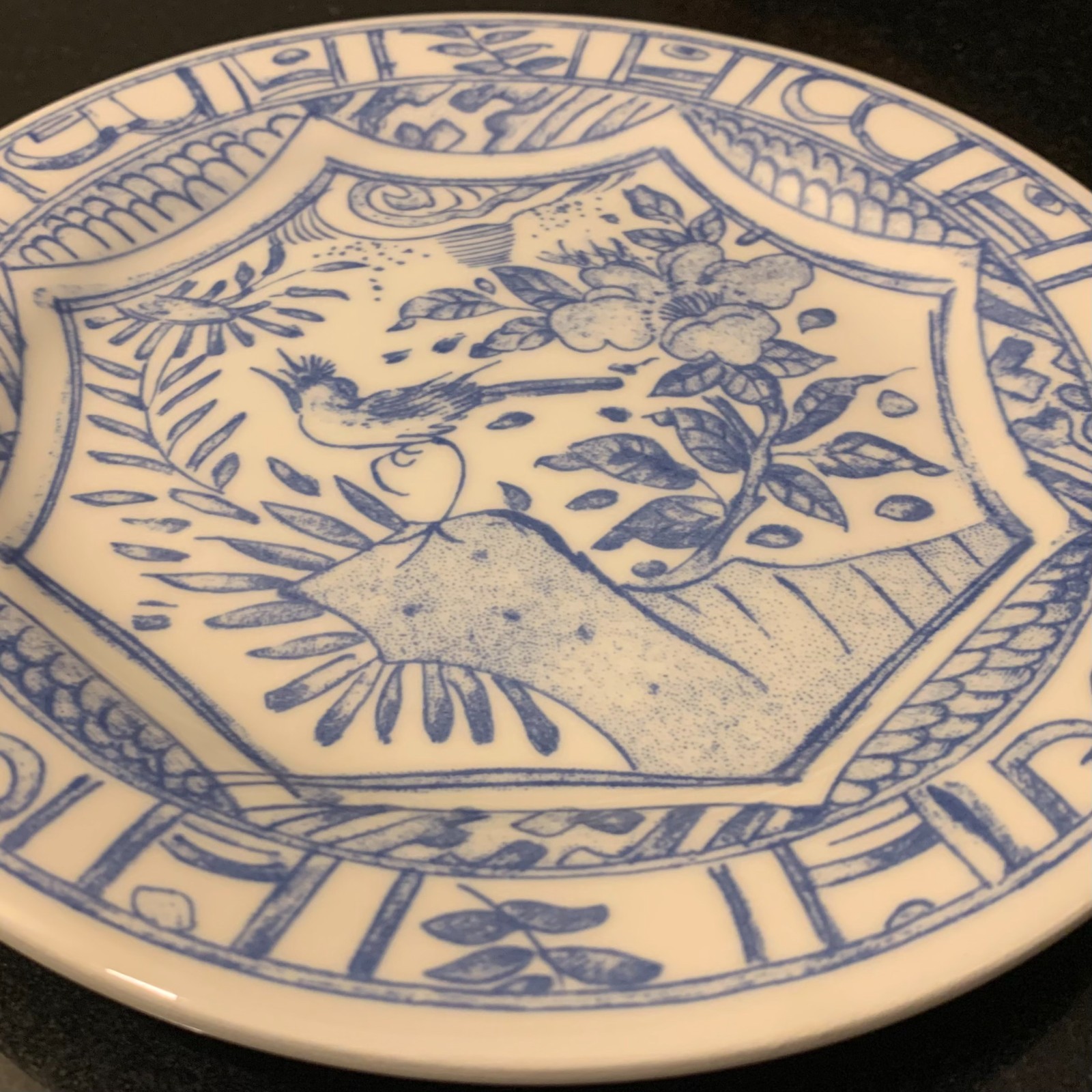 Gien Oiseau Bleu 6 1/2″ Canape or Bread Plate France Pristine Multiple Available