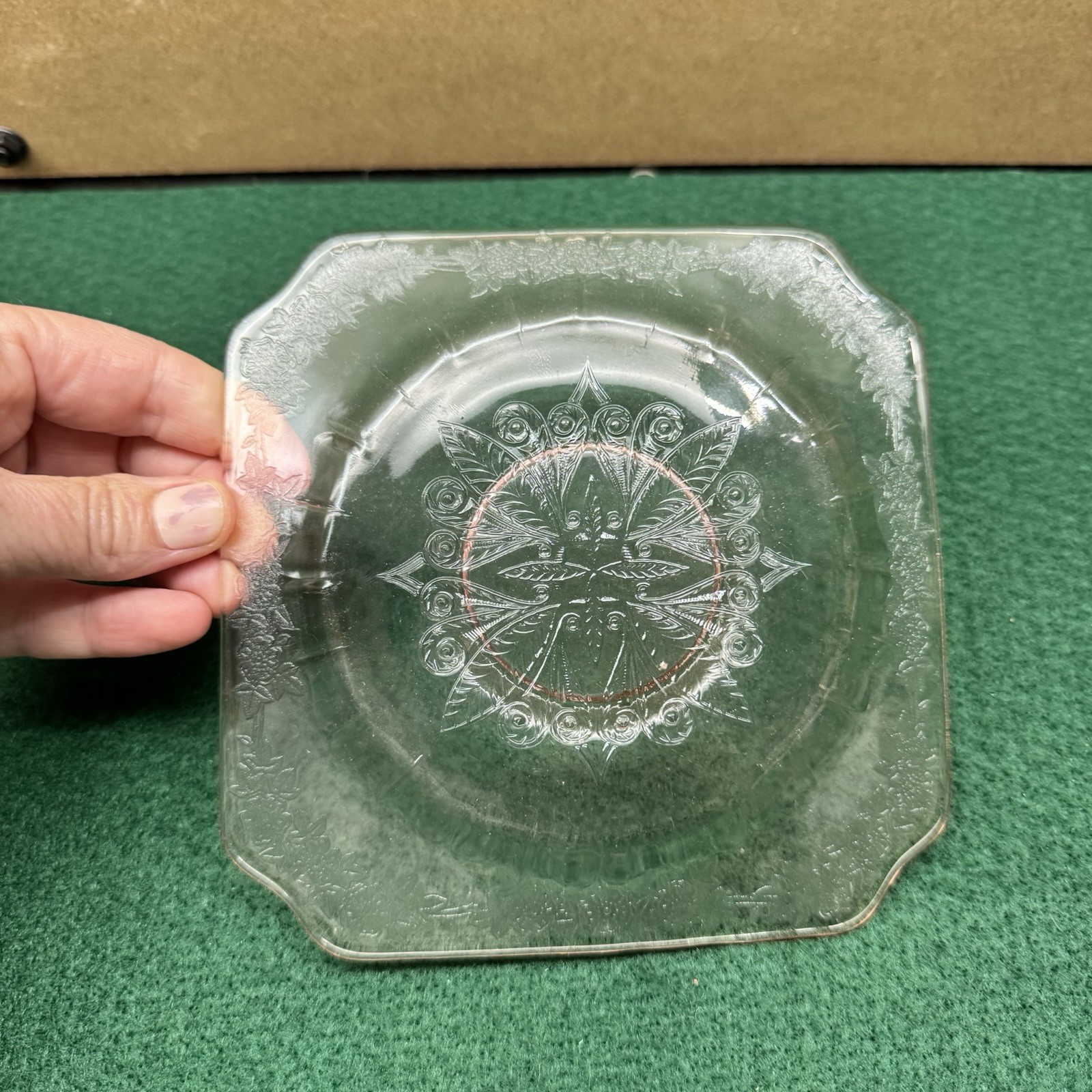 Jeannette Adam Pink Depression Glass Square 6” Plates Lot Of 4 1930s