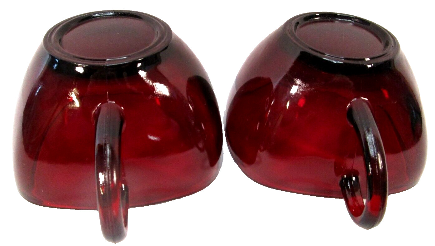 Anchor Hocking Royal Ruby Red Charm 4 Coffee Tea Cups W 4 Saucers 1950-1959 6 oz