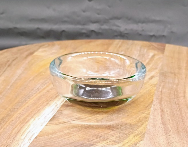 ICET Arte Murano Clear and Dark Green Tealight Holder Trinket Dish 3.5″