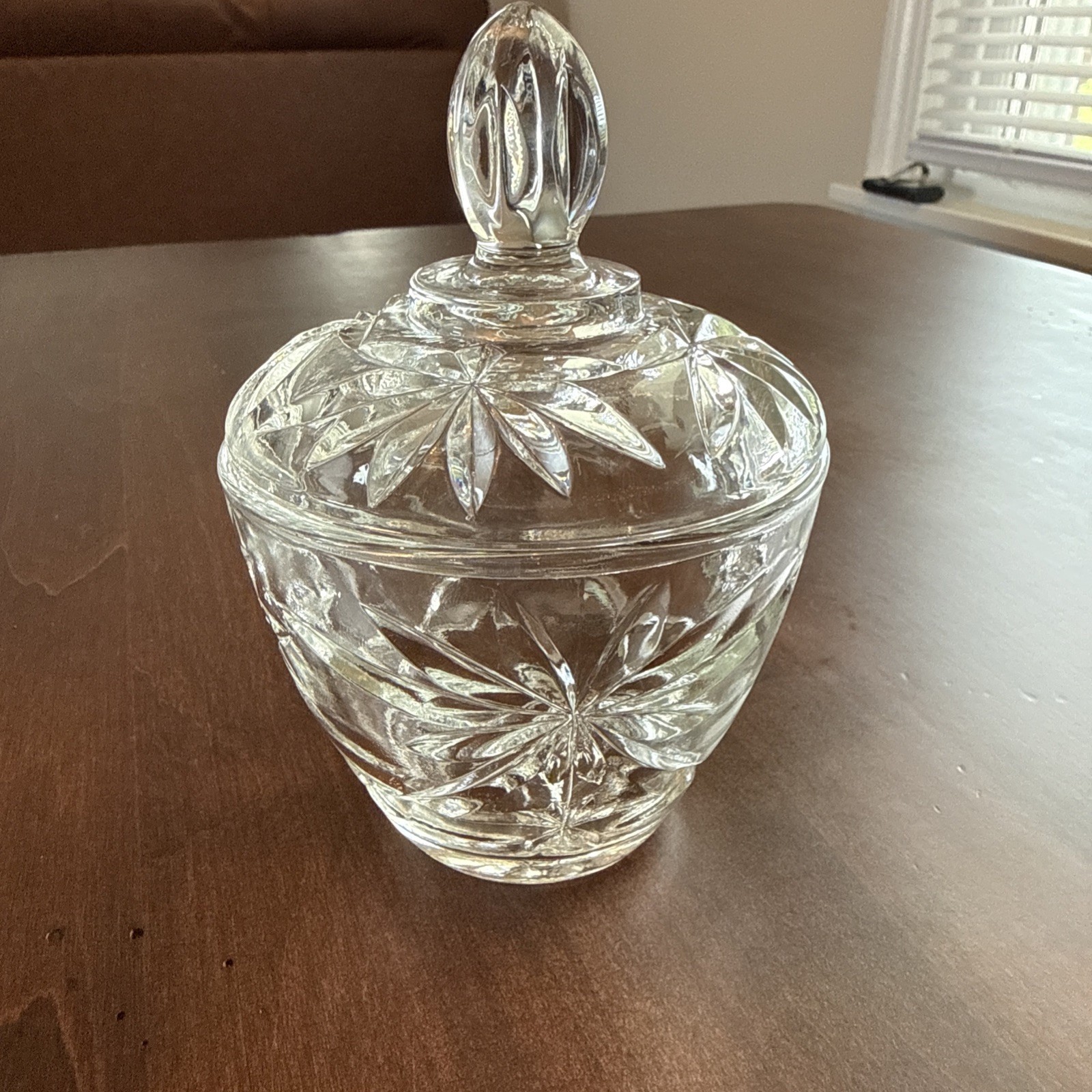 Crystal Creamer and Sugar Bowl Set & 2 small candy dishes with lids