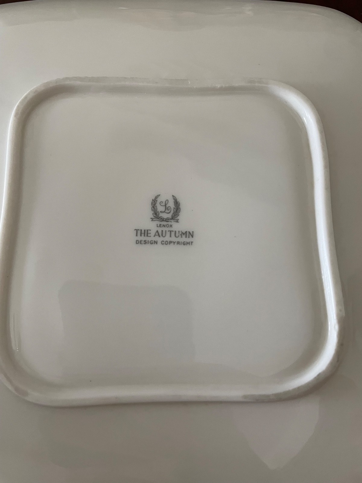 Lenox The Autumn *RARE* Square Handled Cake Plate Gold Handles 10 3/8 Older Mark