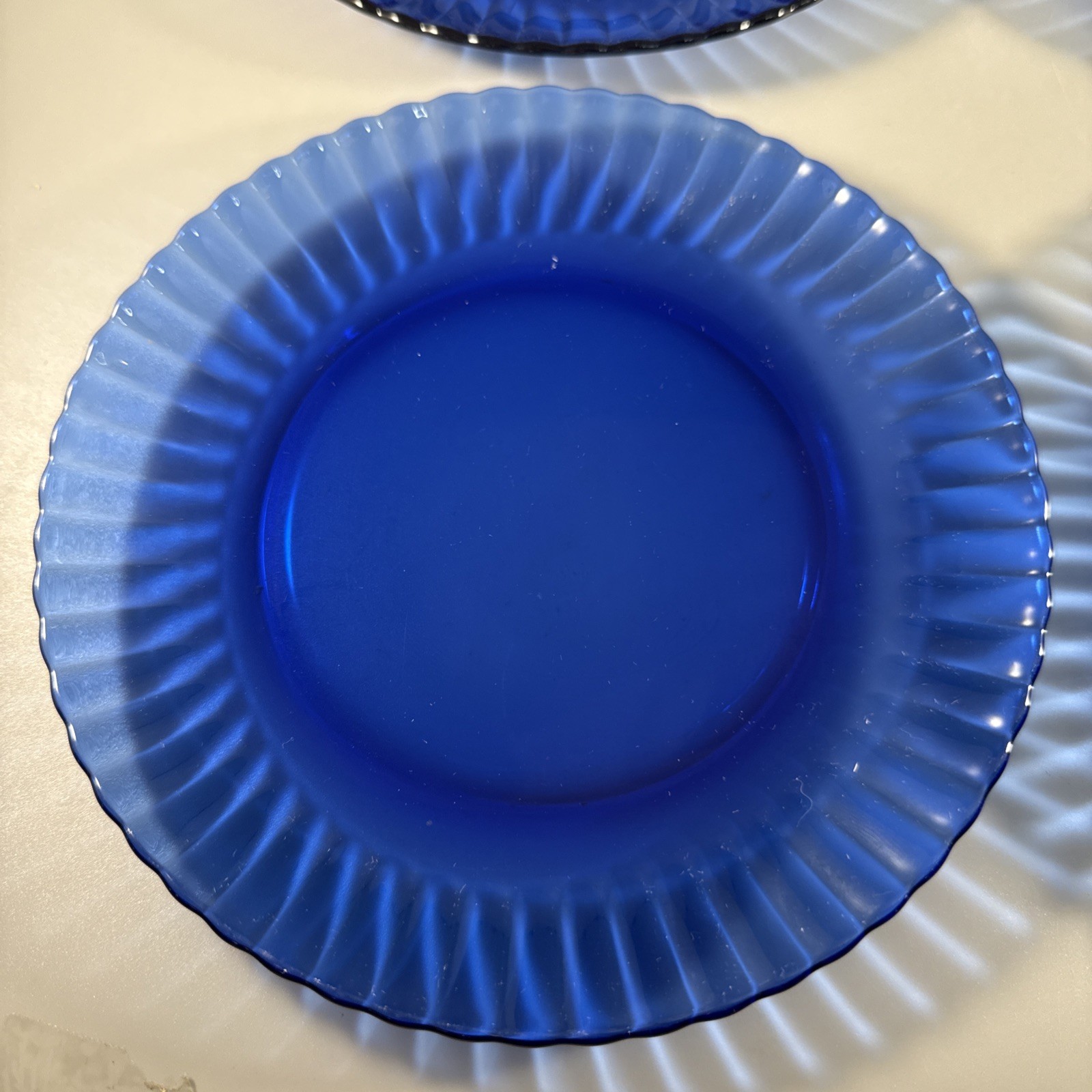 Set Of 6 Colorex Cobalt Blue Glass 7.25 Inch Salad Dessert Plate Made In Brazil