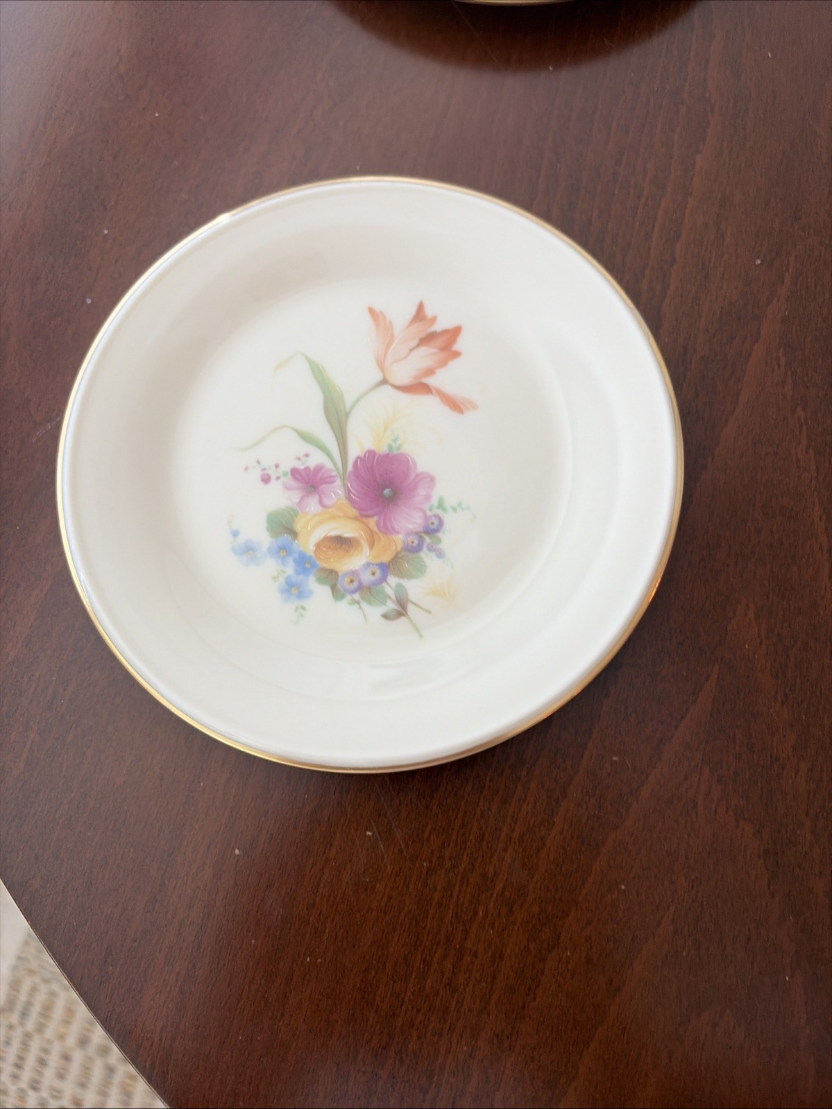 Lenox Special 6 1/4” Pastel Floral Gold Rimmed Bread & Butter Plates – Set of 8
