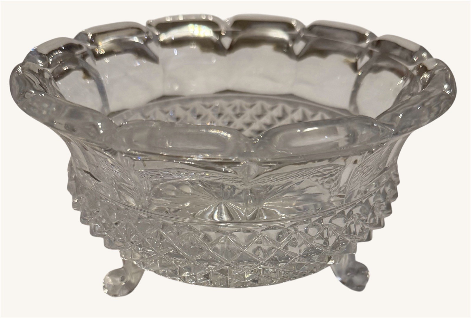 Vintage Anchor Hocking Wexford Clear Glass Footed Bowl 7″