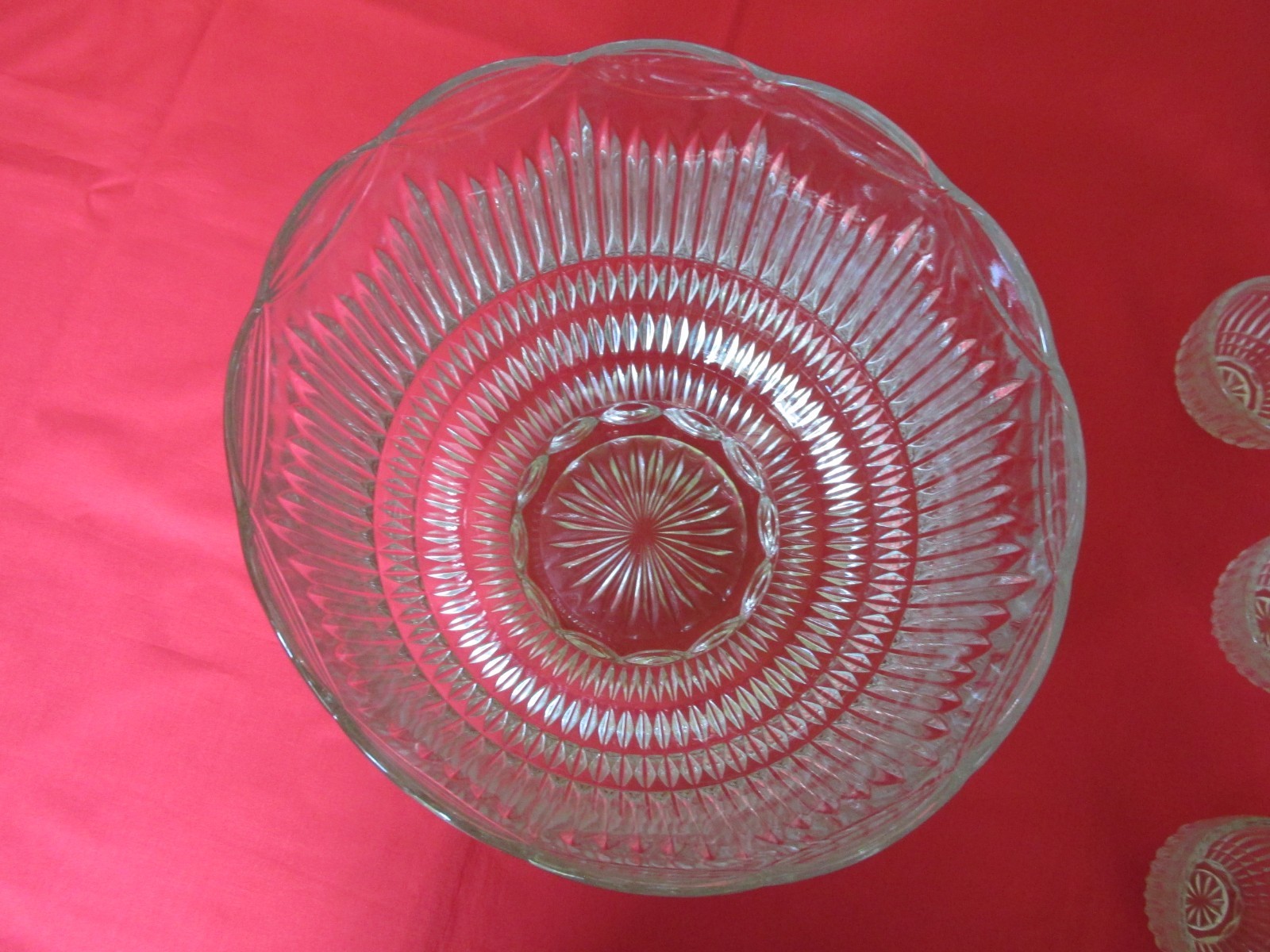 14PC Vintage 1940s Indiana Glass ROYAL Vertical & Swag Art Deco Punch Bowl Set