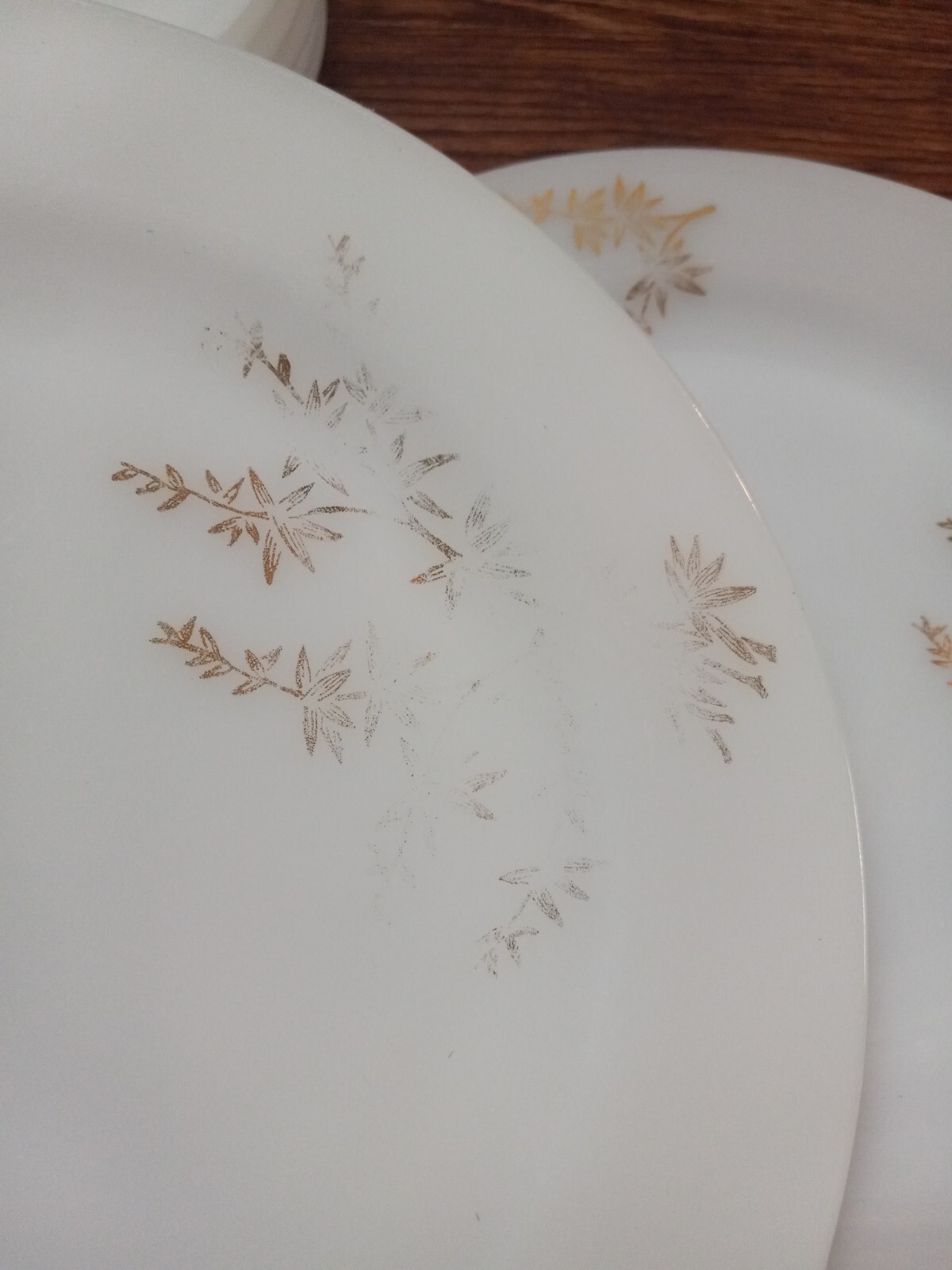 Federal Plates Lot of 8 Milk Glass Gold Accent Salad Saucer Heat Proof Floral