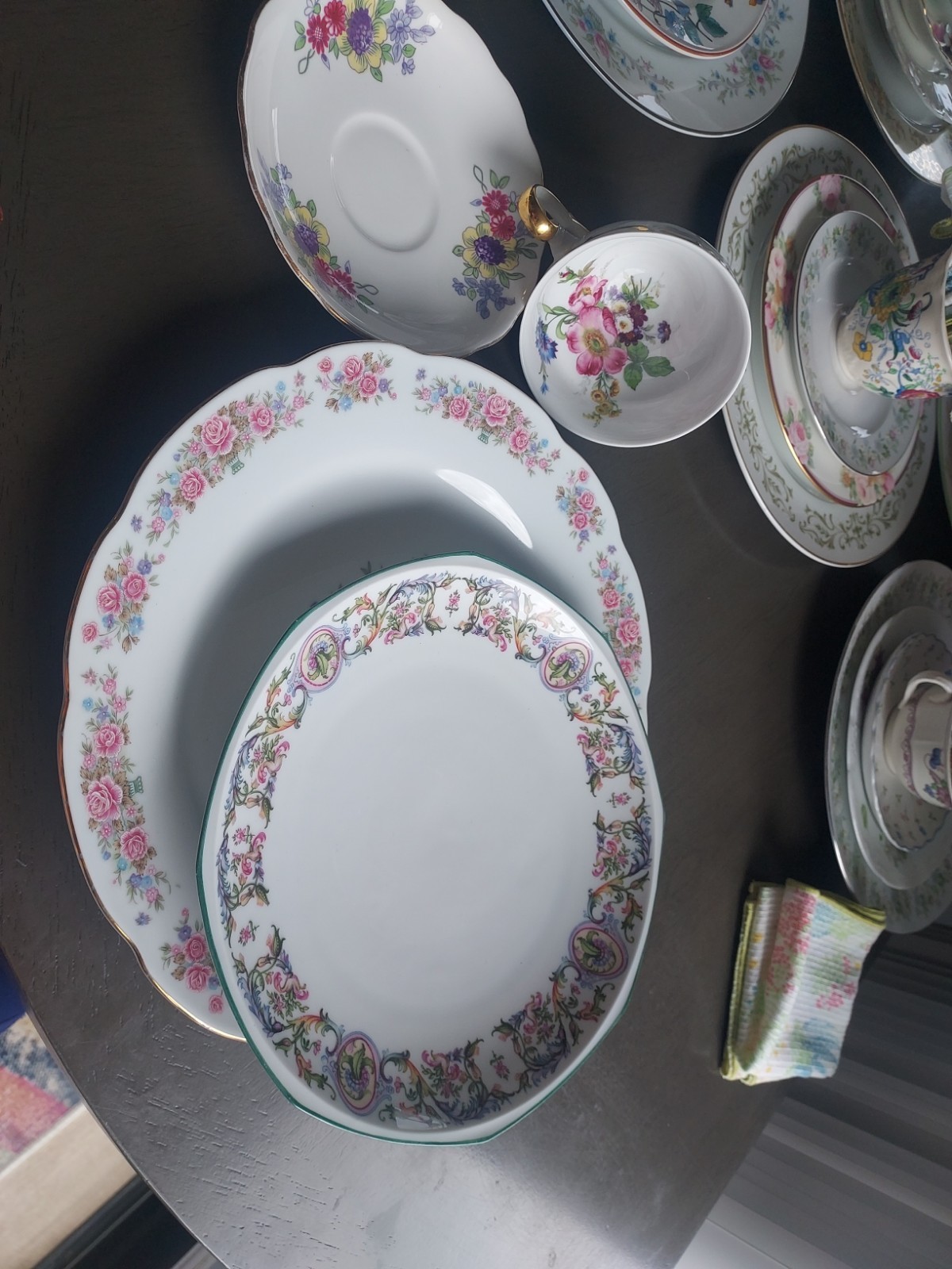 6 Garden Party Place Settings Mismatched 4 Pc Floral Botanical Vtg China Napkins
