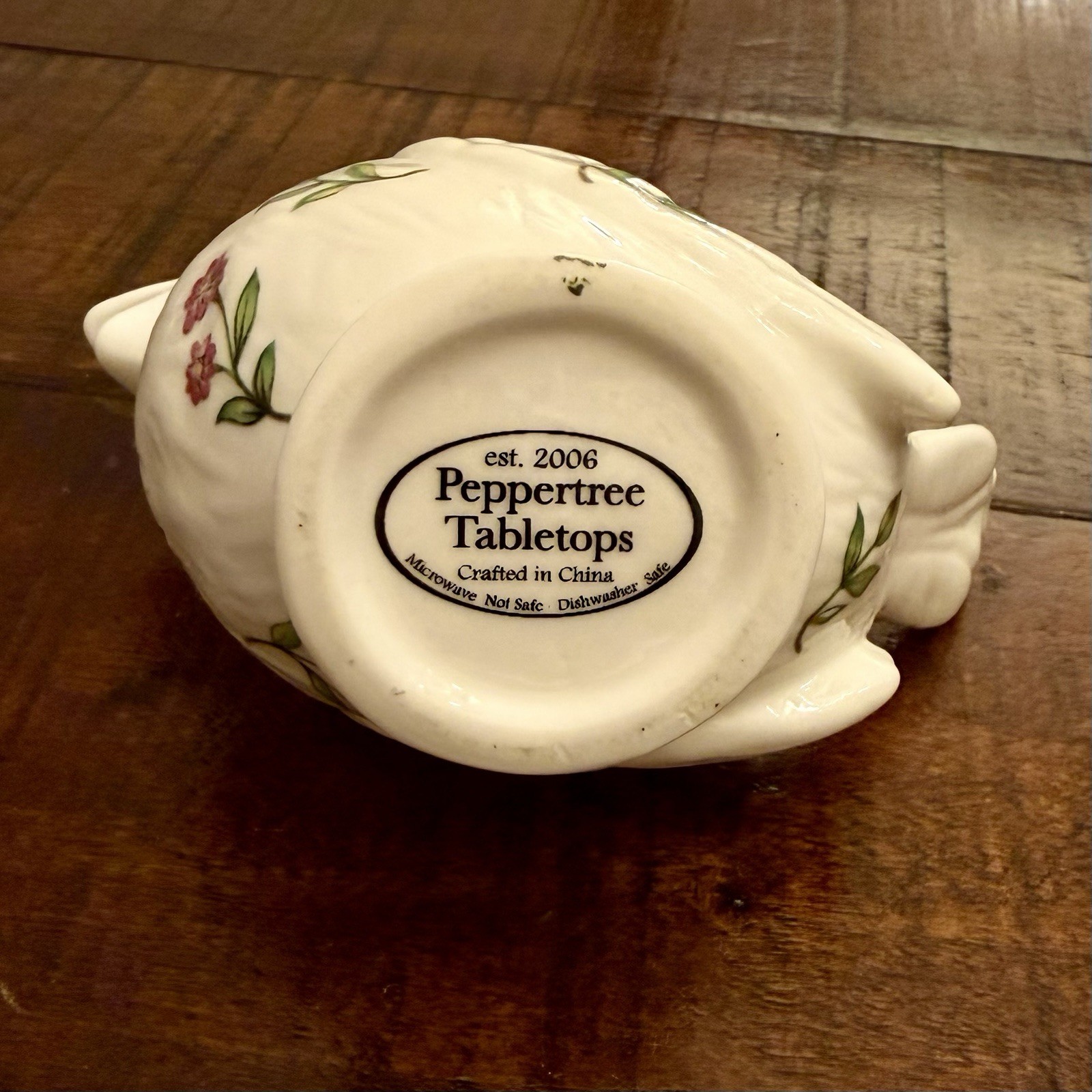 2006 Peppertree Tabletops Bird Shaped Creamer Gold Accents Bees Flowers