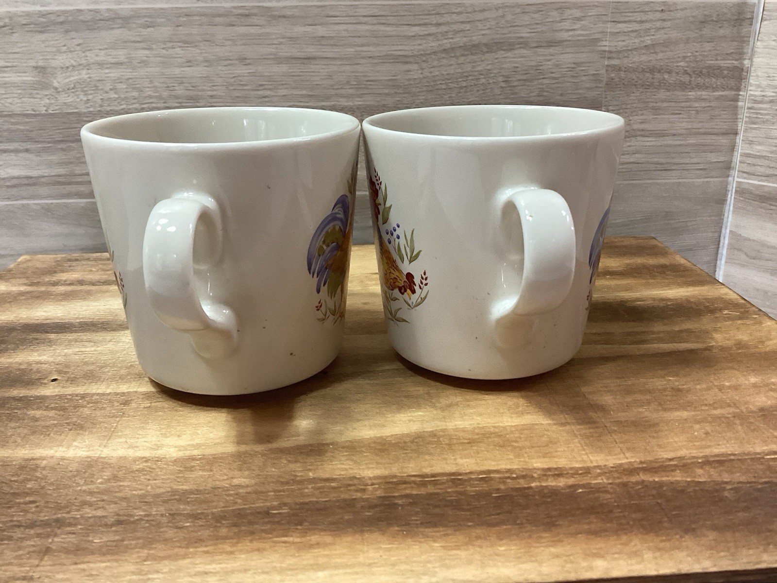 Corelle Coordinates Country Morning Roosters Flat Coffee Cup or Mug Set of 2