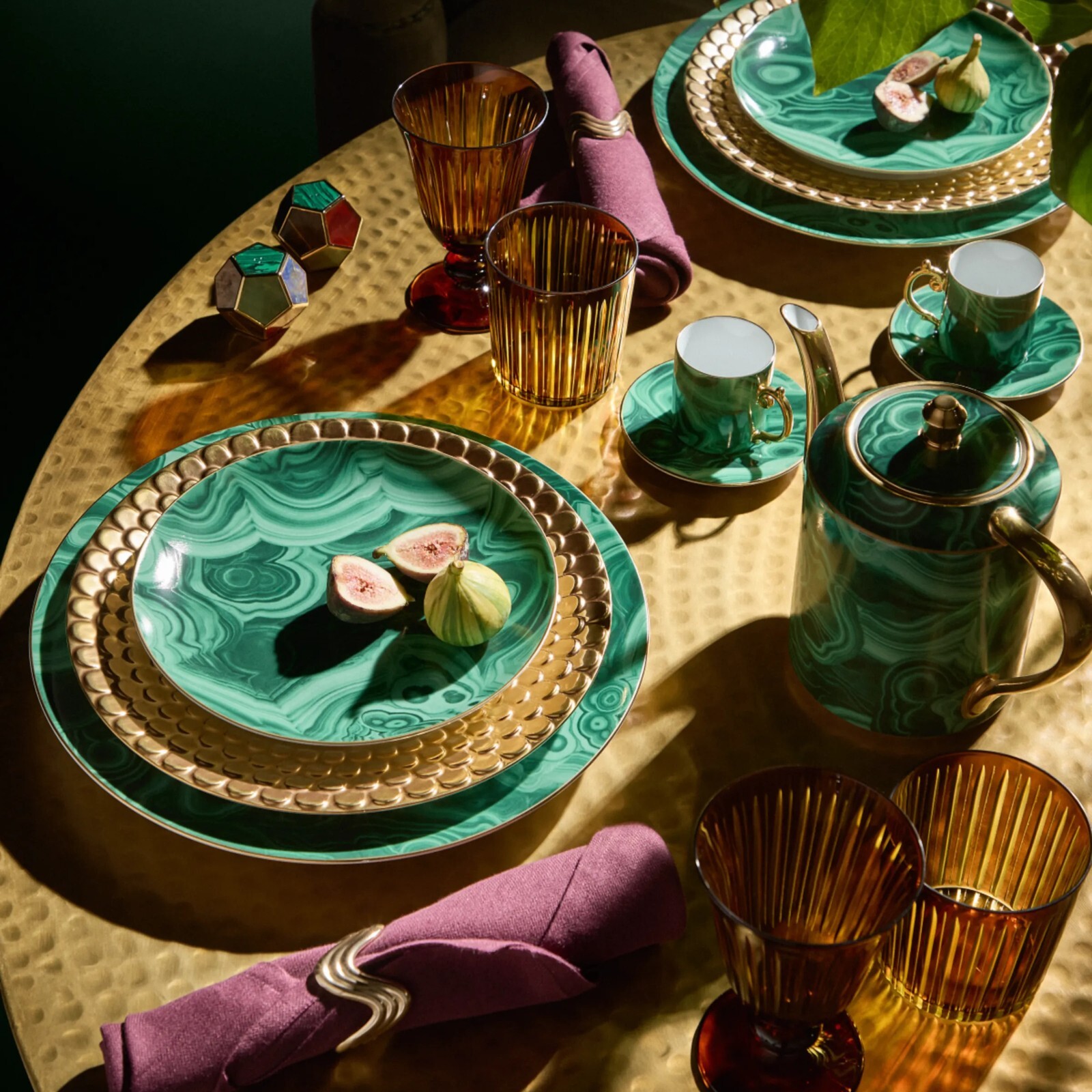 Vintage Neiman Marcus Malachite Appetizer Dessert Plates 6.25in Japan, Set of 6