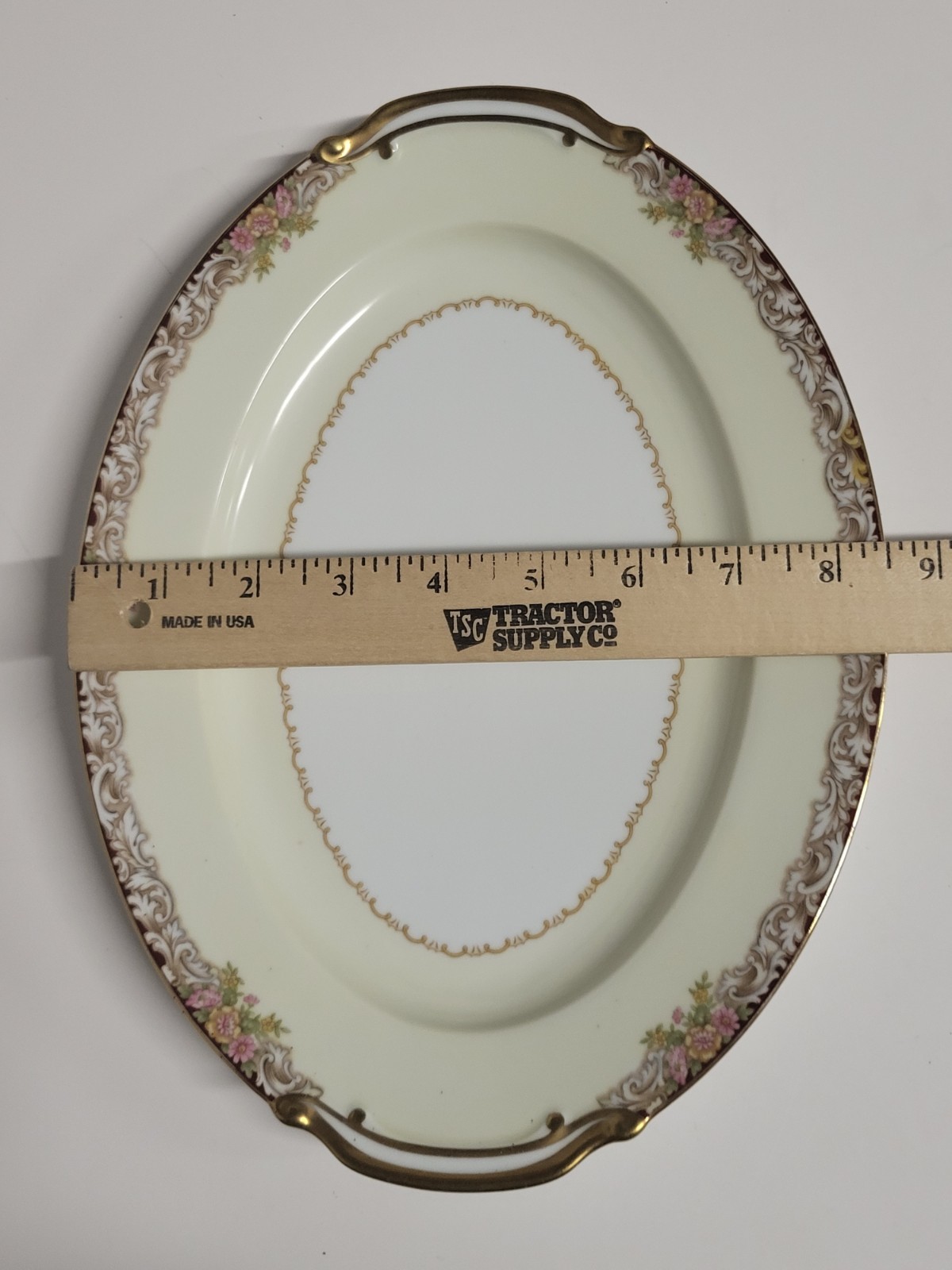 Vintage Noritake Japan M Mark Serving Platter Harmony 3906 Pink Floral Gold Gilt