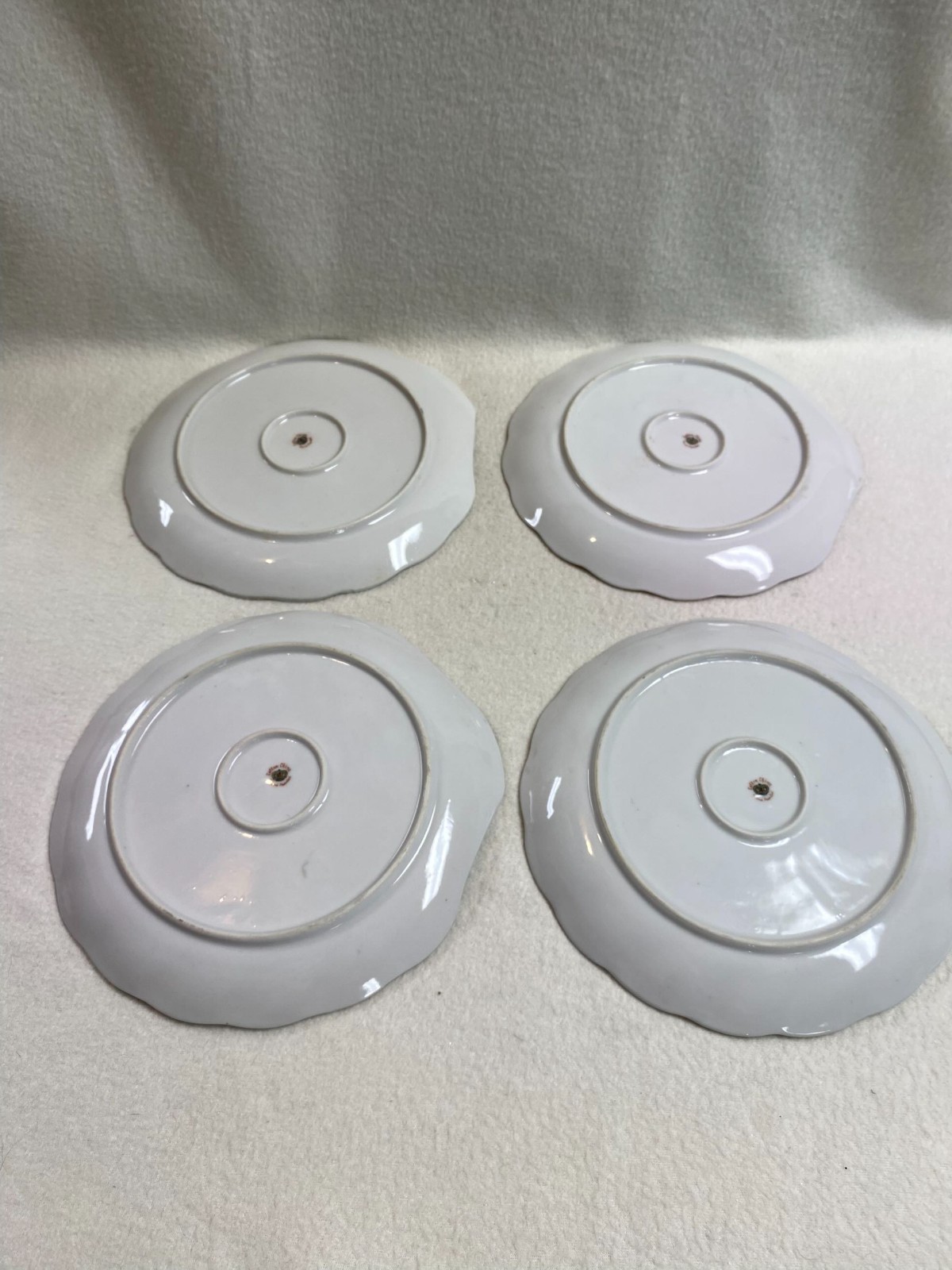 Vtg Hand-painted Lefton Purple Violet 8 Piece Snack Plates with Matching Cup Set