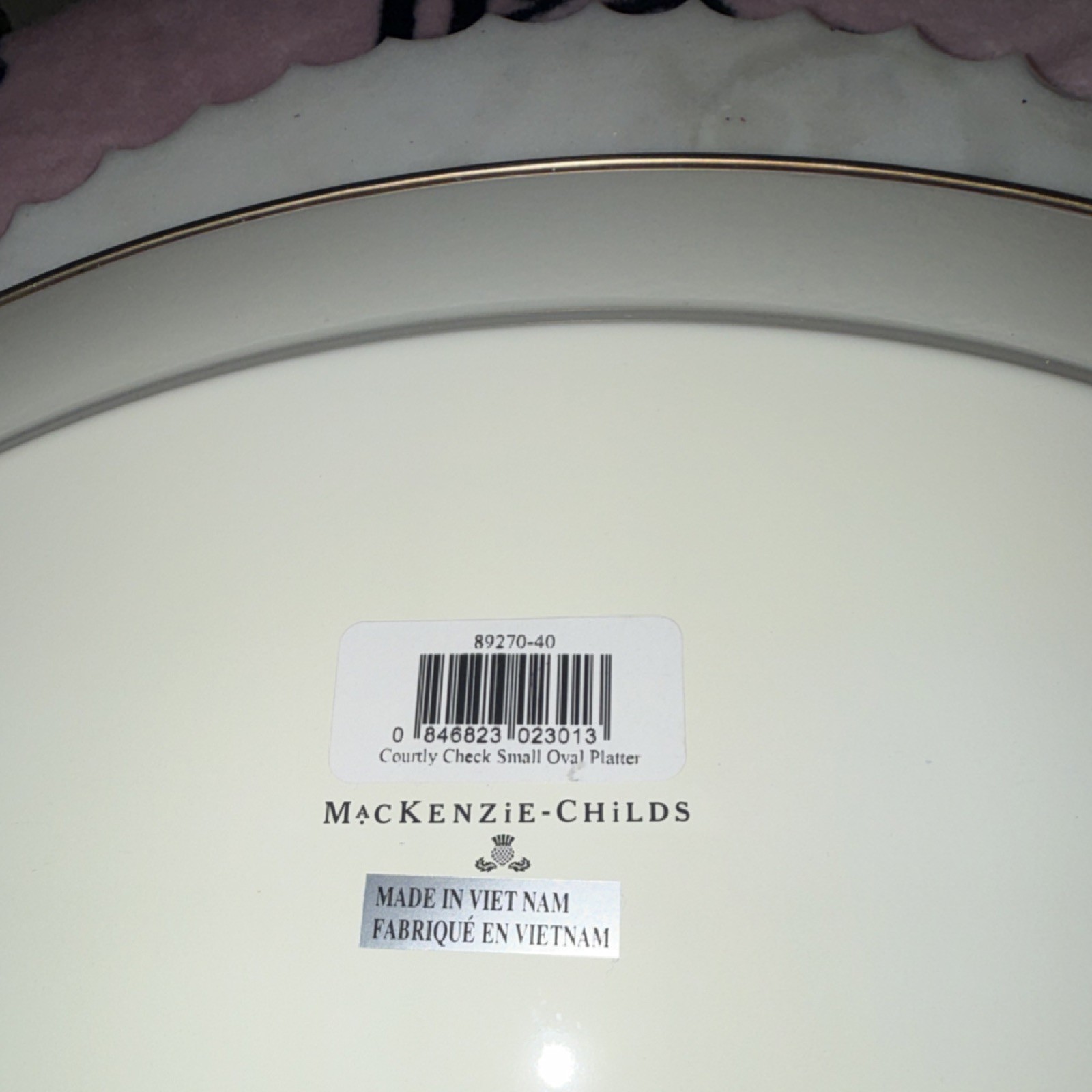 MacKenzie-Childs Courtly Check Oval Platter Ceramic Black White Checked 89270-40