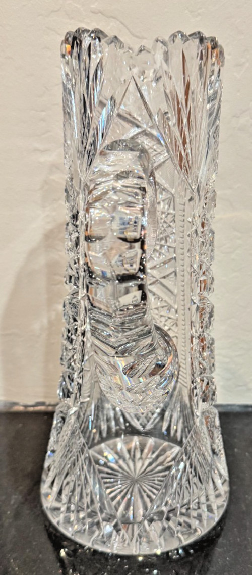 1880 – 1912 AMERICAN BRILLIANT PERIOD LEADED CRYSTAL PITCHER 11″ TALL – DS31