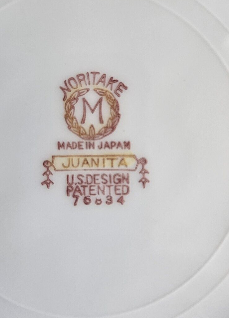 4 VTG Noritake Juanita Plate Bowl Set W/ RARE “Pre-Patent Soup Bowl (no flowers)