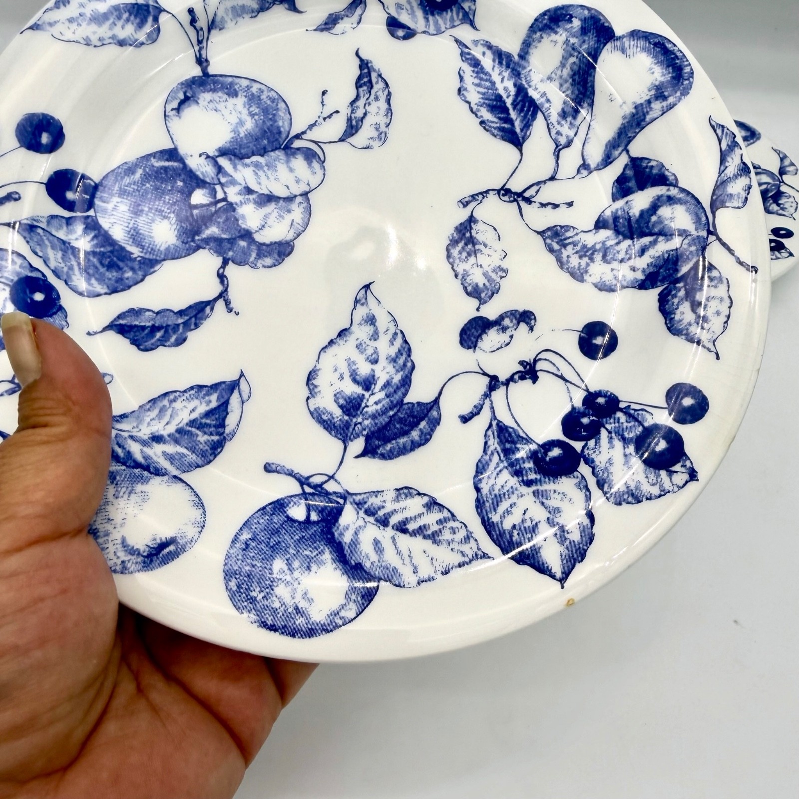 Ceramica Quadrifoglio Salad Plates 7.75in Ceramic Fruit Blue White Set 4 Italy