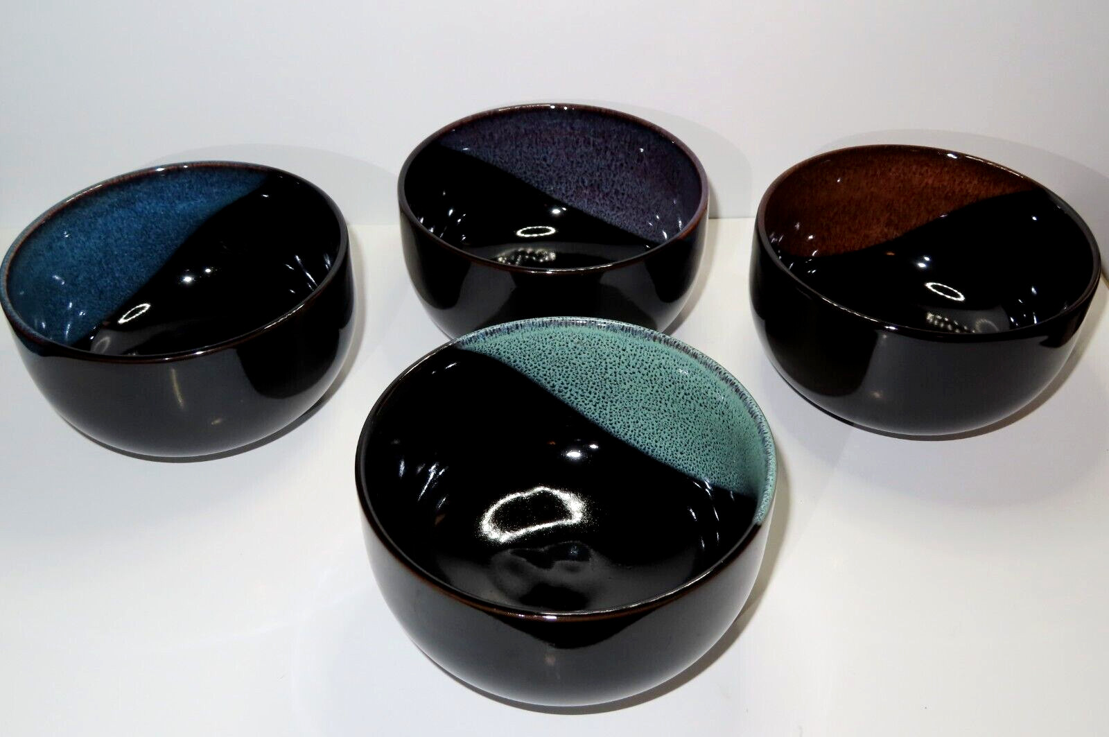 MCI Japan Handmade Ceramic Bowls Set of Four (4) 3 1/8″ H x 5 1/4″ D